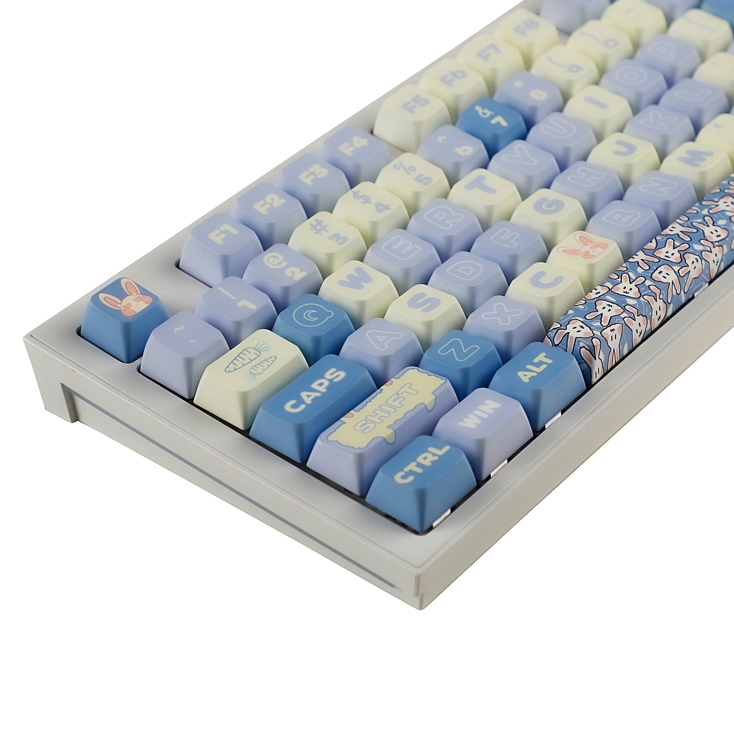 YMDK Milk Blue Rabbit 125 keys MDA profile Thick PBT Dye Sub 5 Sides Over Keycaps
