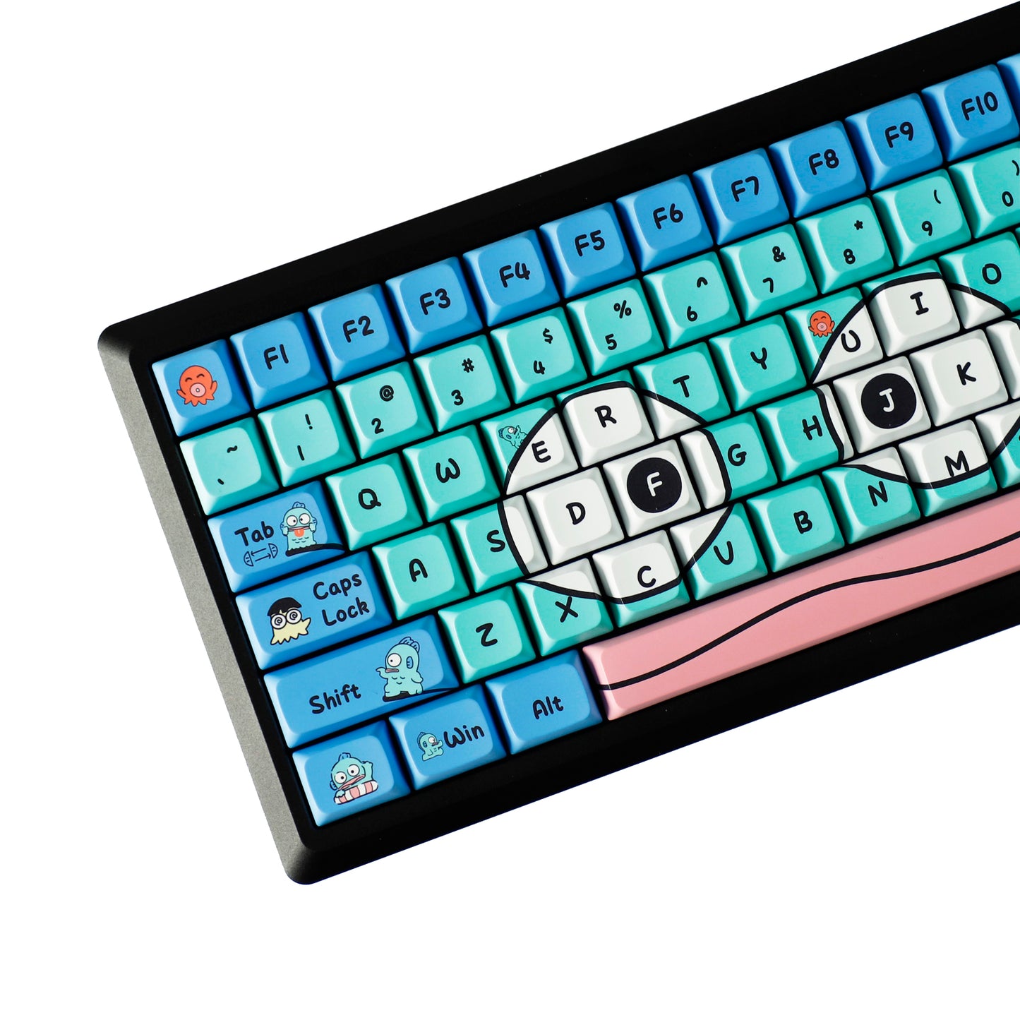 YMDK Ugly Fish Keycaps Full Set 133 Keys Creative Cute Interesting Keycap Dye Sub PBT XDA Profile Custom Key Caps for MX Mechanical Keyboard