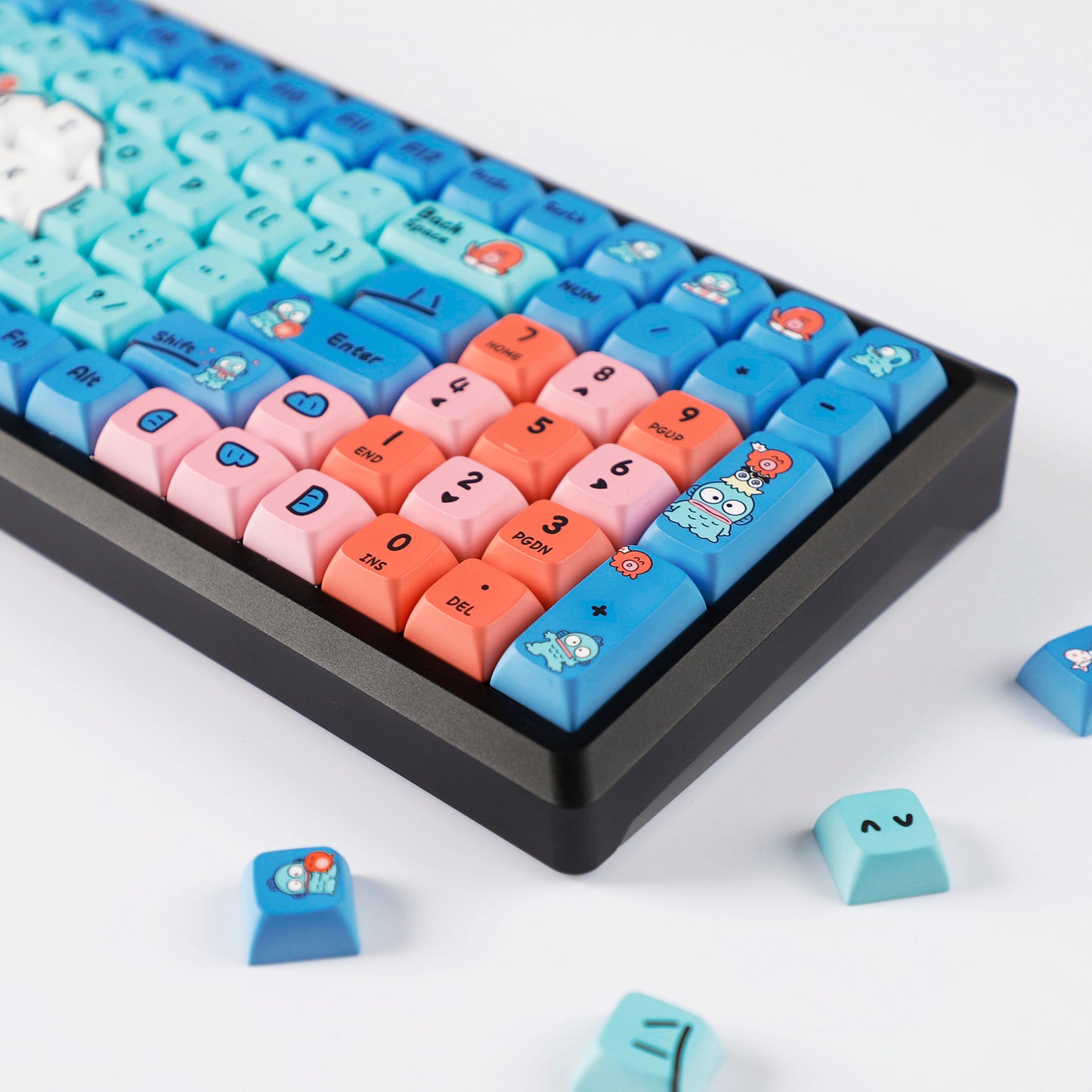 YMDK Ugly Fish Keycaps Full Set 133 Keys Creative Cute Interesting Keycap Dye Sub PBT XDA Profile Custom Key Caps for MX Mechanical Keyboard
