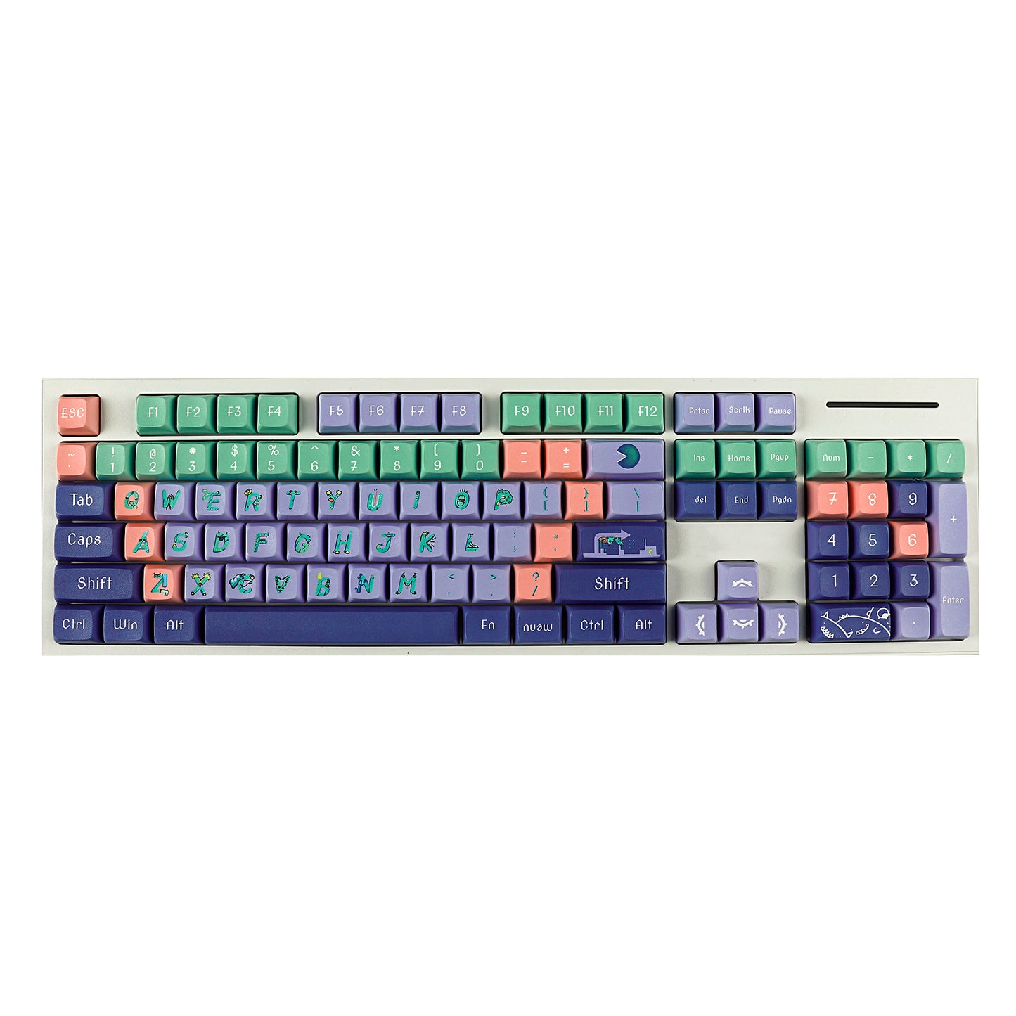 YMDK Monster 122 keys 5 Sides Over Keycap For MX Keyboard Apex(XDA profile Dye Sub PBT )