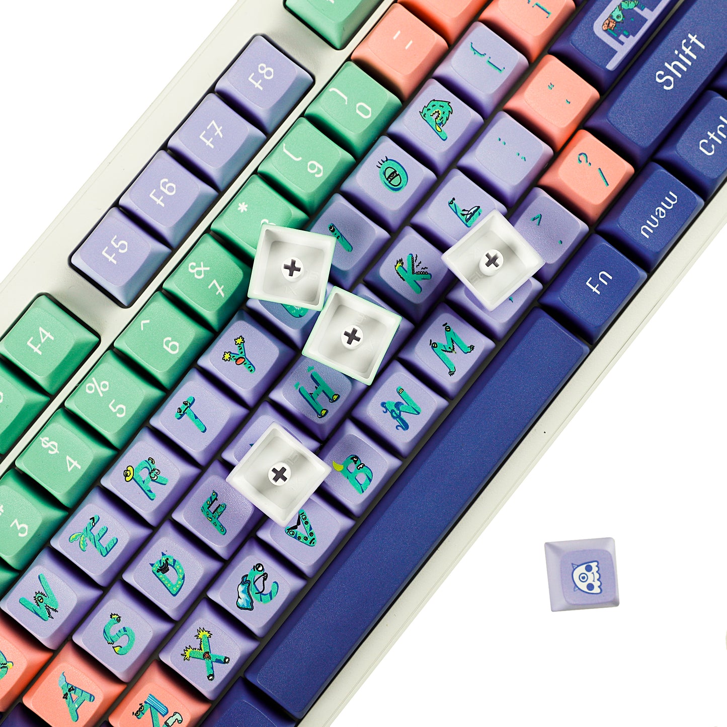 YMDK Monster 122 keys 5 Sides Over Keycap For MX Keyboard Apex(XDA profile Dye Sub PBT )