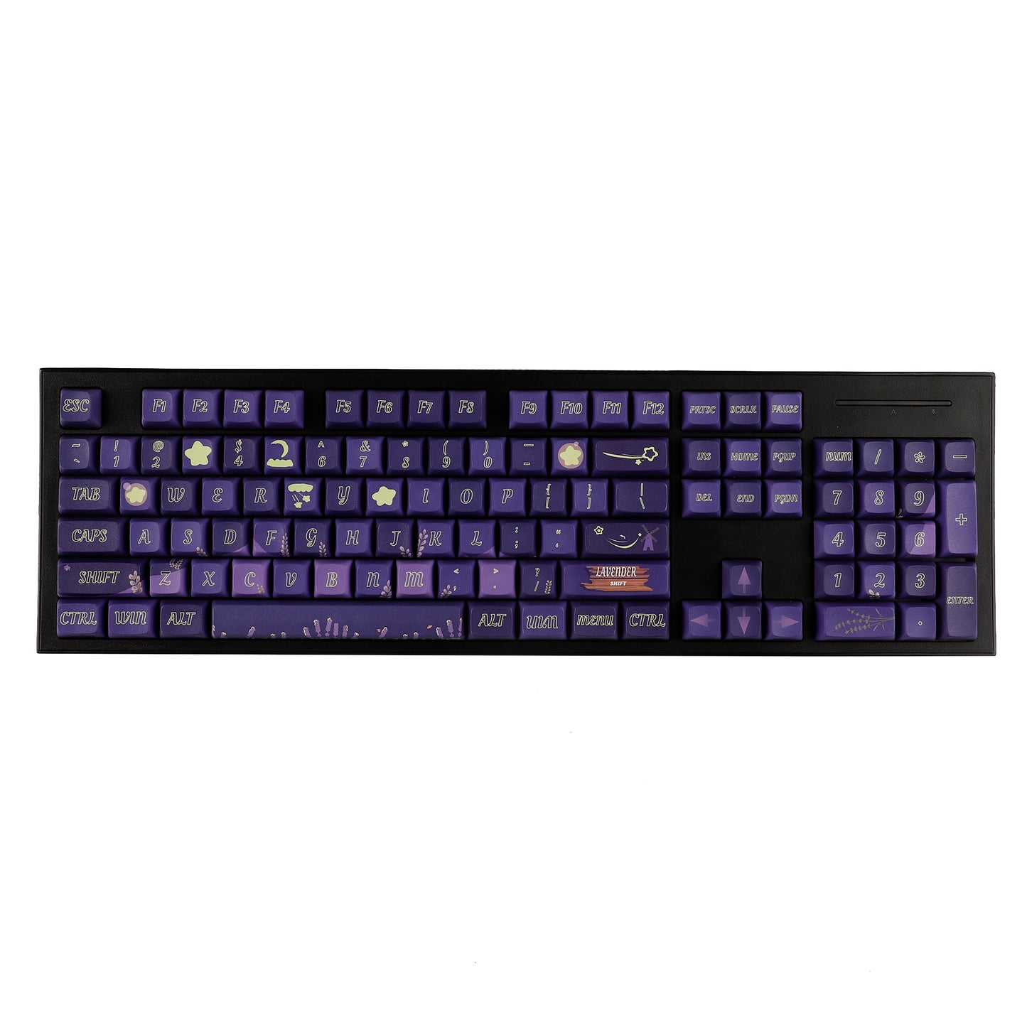 YMDK Lavender 127 keys 5 Sides Over Purple Dye Sub XDA PBT Keycap For MX Keyboard Apex