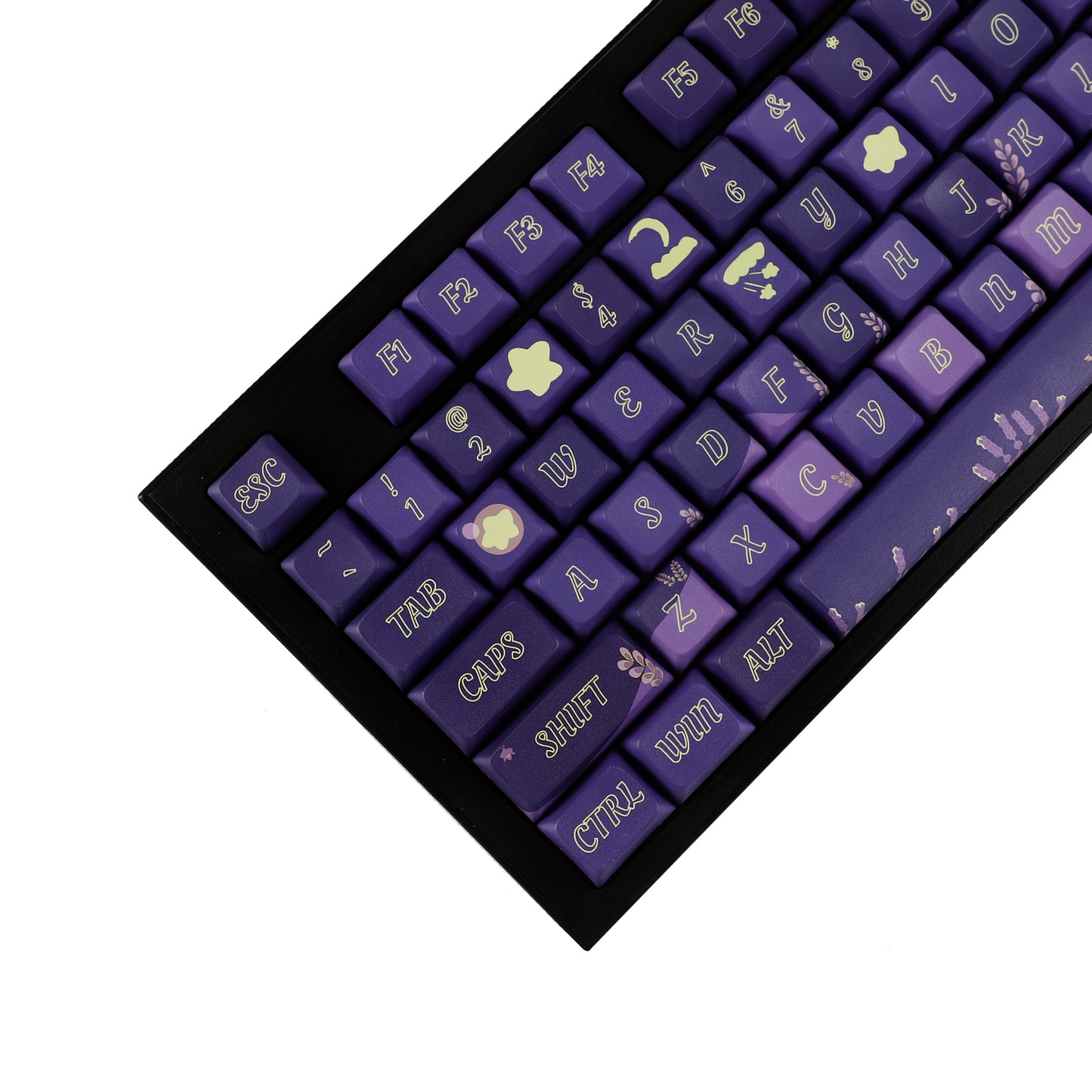YMDK Lavender 127 keys 5 Sides Over Purple Dye Sub XDA PBT Keycap For MX Keyboard Apex
