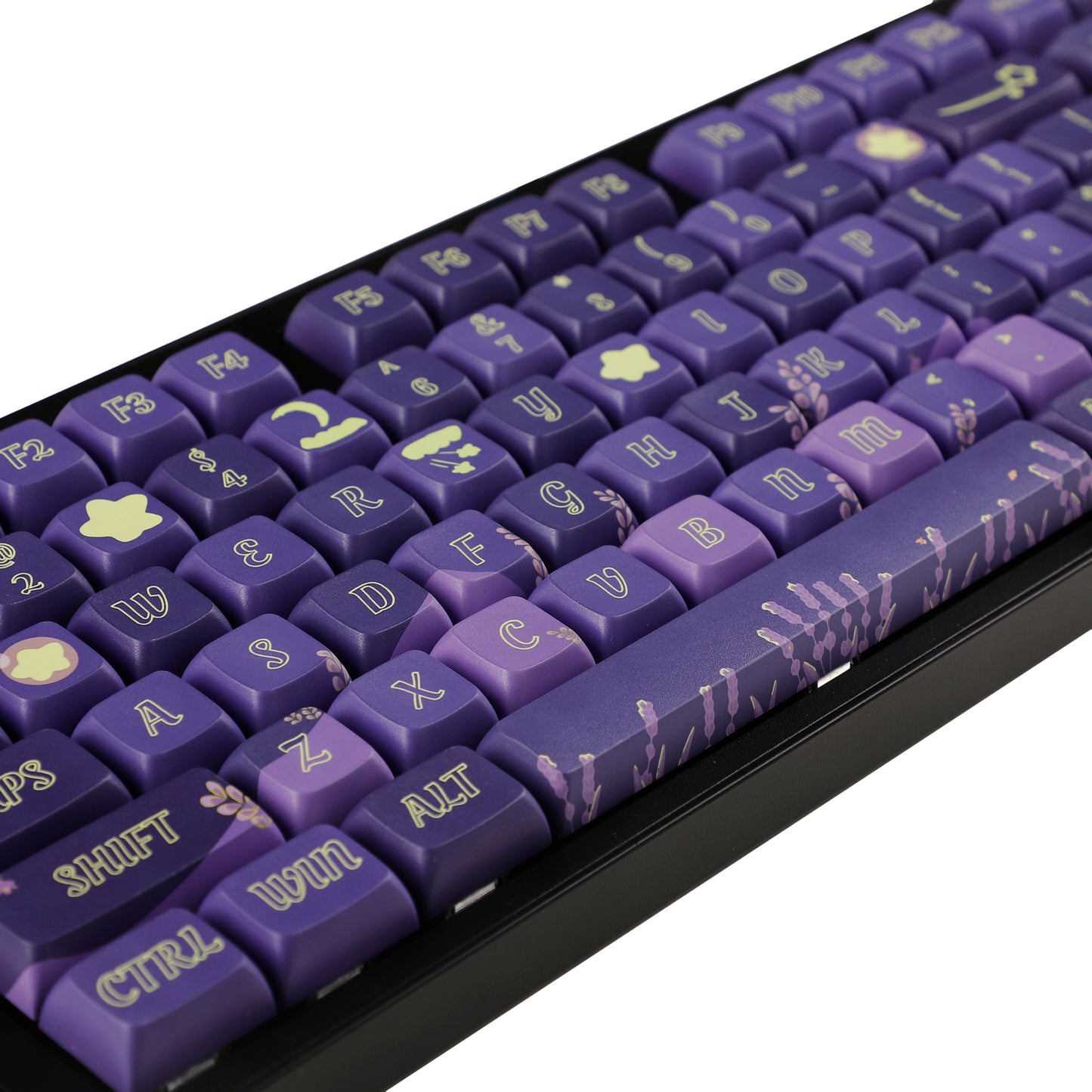 YMDK Lavender 127 keys 5 Sides Over Purple Dye Sub XDA PBT Keycap For MX Keyboard Apex