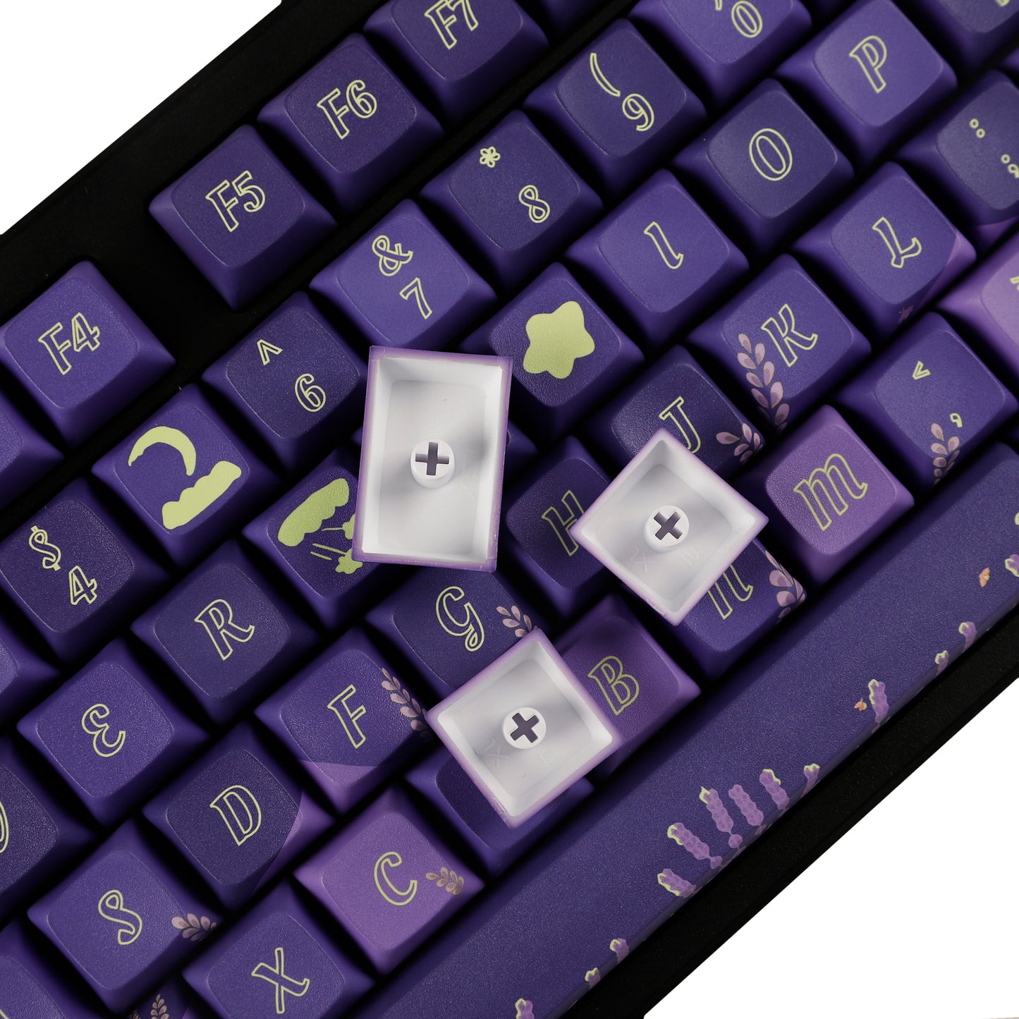 YMDK Lavender 127 keys 5 Sides Over Purple Dye Sub XDA PBT Keycap For MX Keyboard Apex