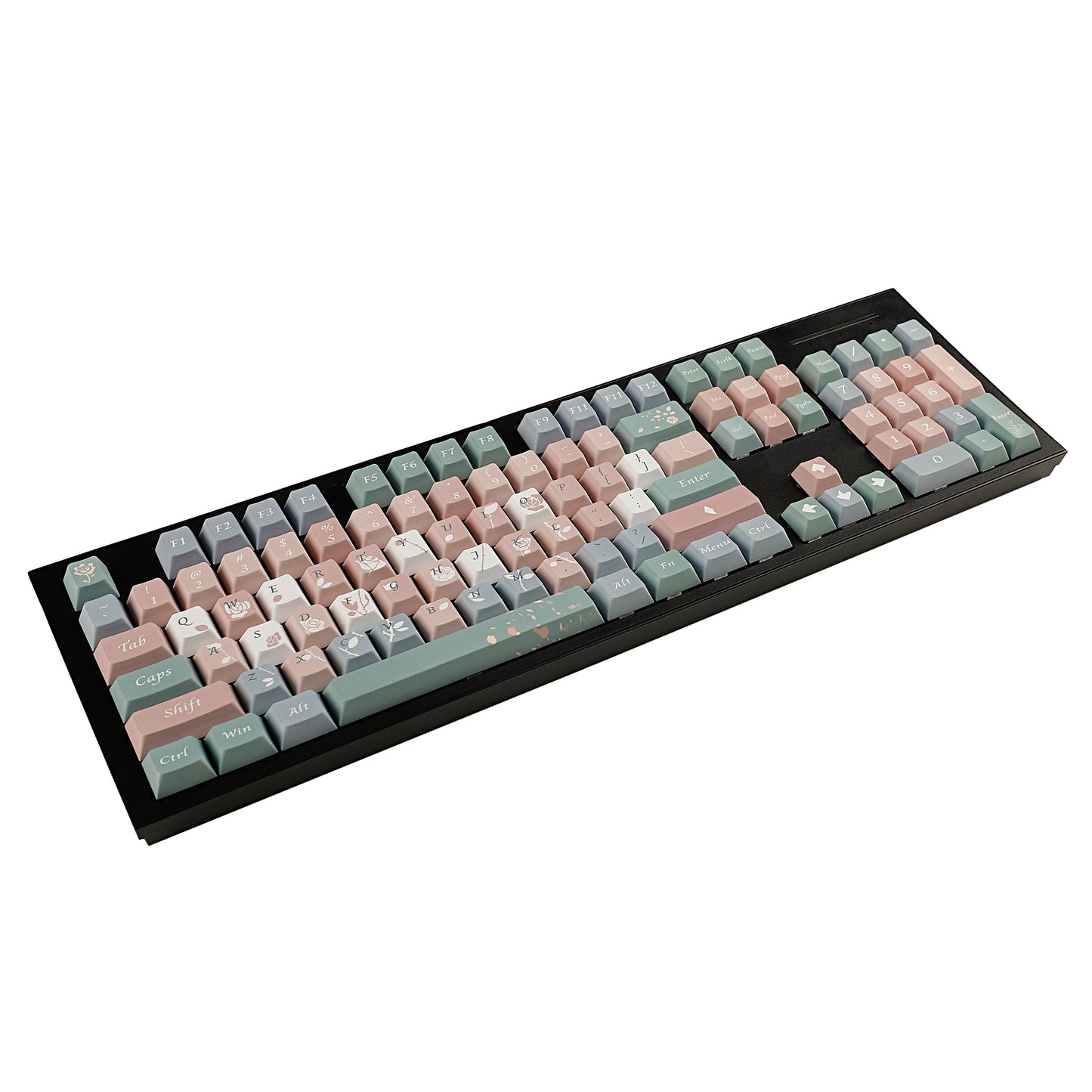 YMDK Cherry Profile Old Testament Roses 5 Sides 129 keys Over Dye Sub Thick PBT KEYCAP for MX Mechanical Keyboard