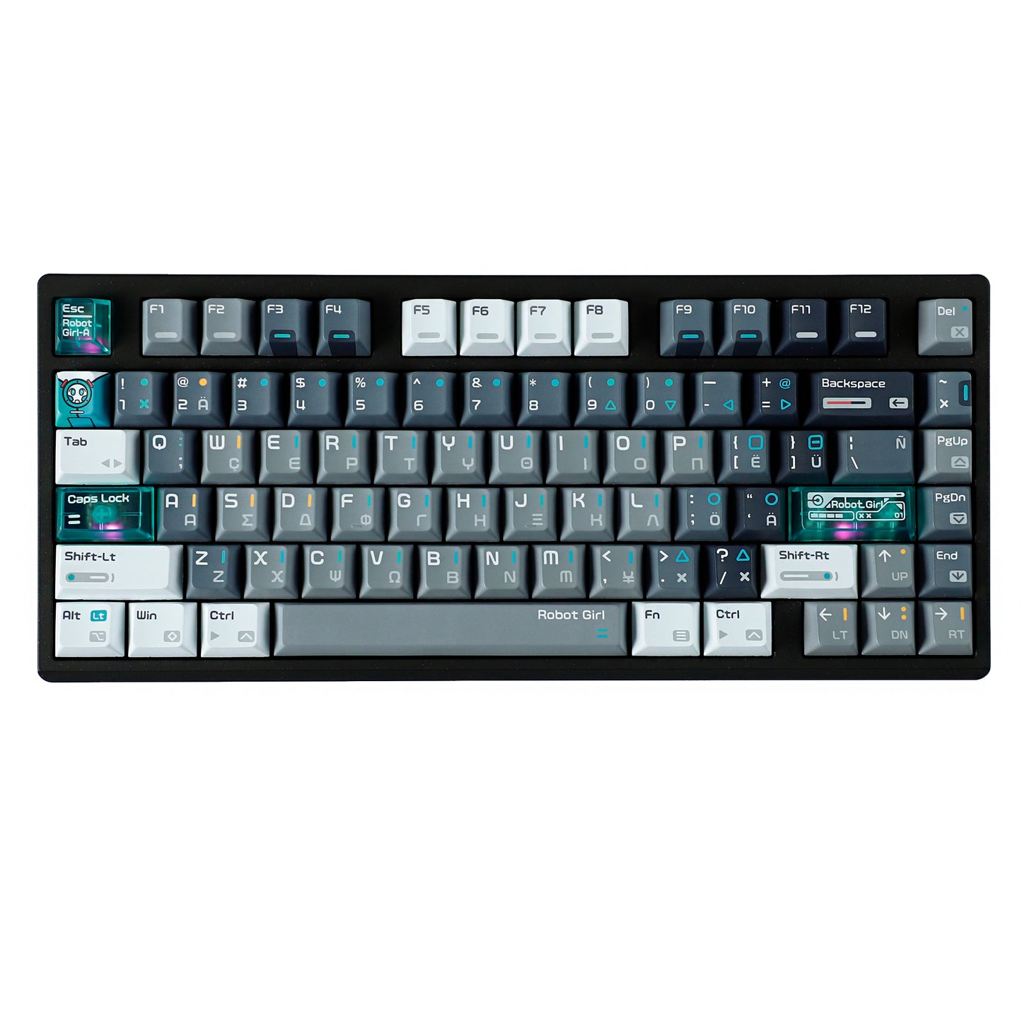 RO75 Wireless RGB Mechanical Keyboard, 3-Mode 75% Programmable, Top Printed PBT Keycaps, Ergonomic 2.4GHz/USB-C/BT5.0 Gaming Keyboards, Compatible with PC, Laptop