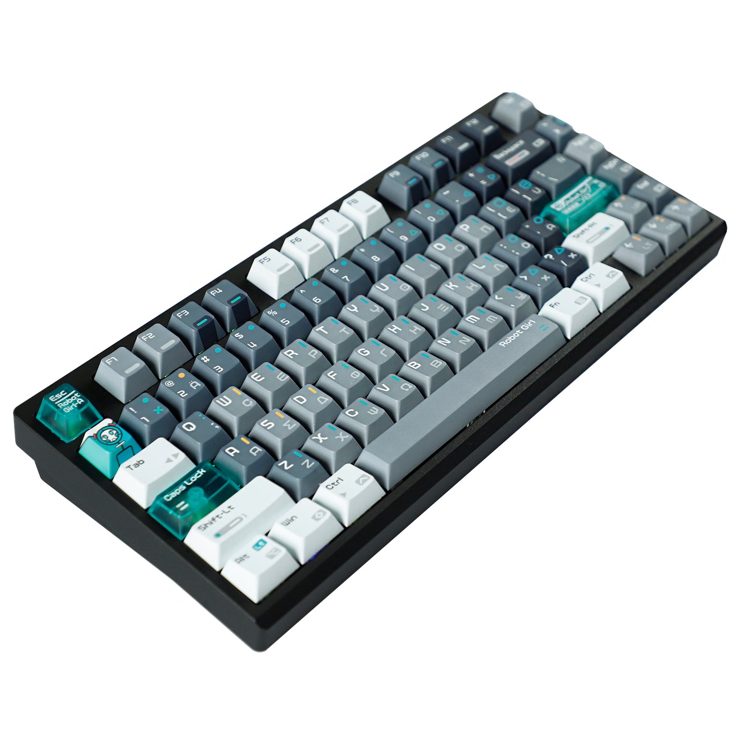 RO75 Wireless RGB Mechanical Keyboard, 3-Mode 75% Programmable, Top Printed PBT Keycaps, Ergonomic 2.4GHz/USB-C/BT5.0 Gaming Keyboards, Compatible with PC, Laptop