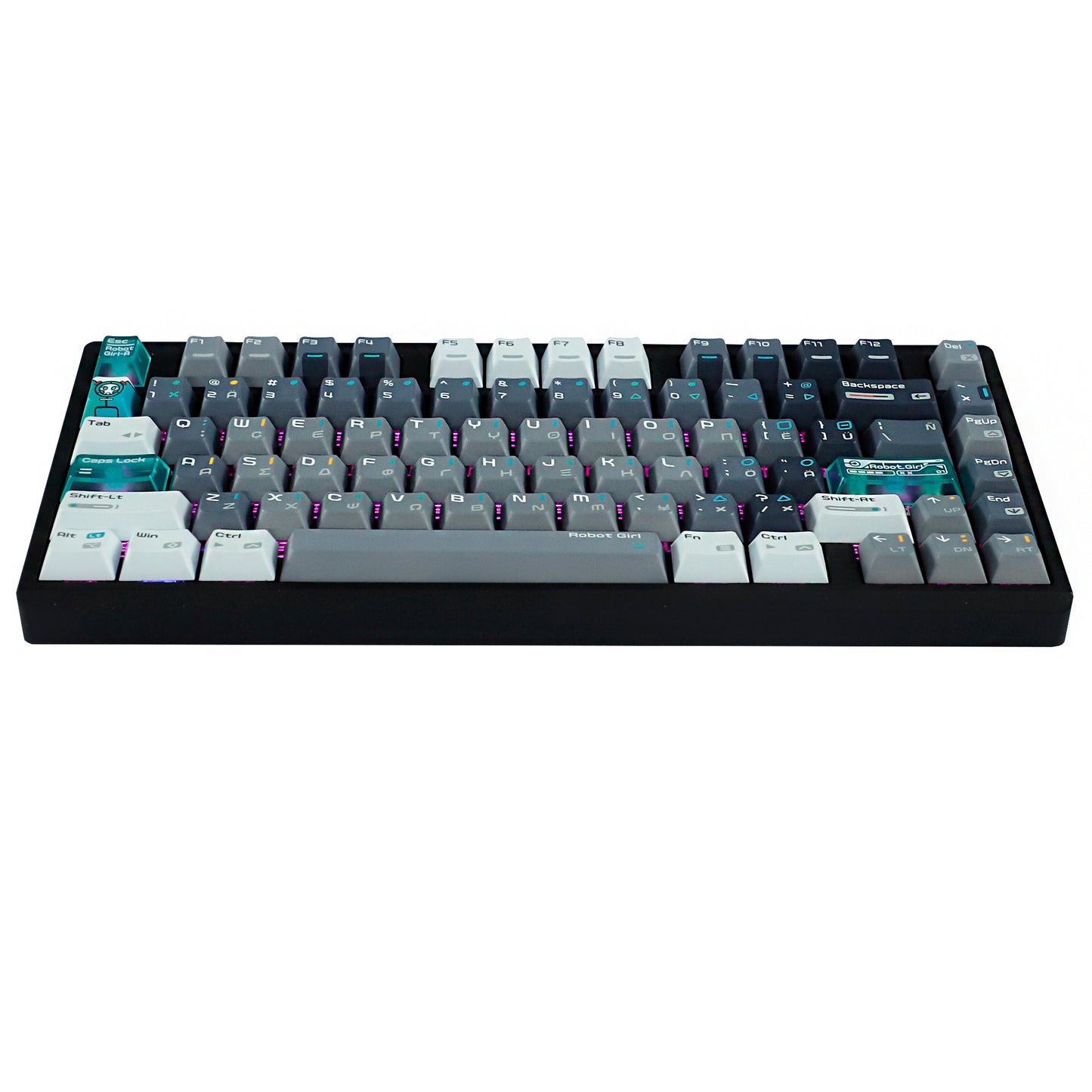 RO75 Wireless RGB Mechanical Keyboard, 3-Mode 75% Programmable, Top Printed PBT Keycaps, Ergonomic 2.4GHz/USB-C/BT5.0 Gaming Keyboards, Compatible with PC, Laptop