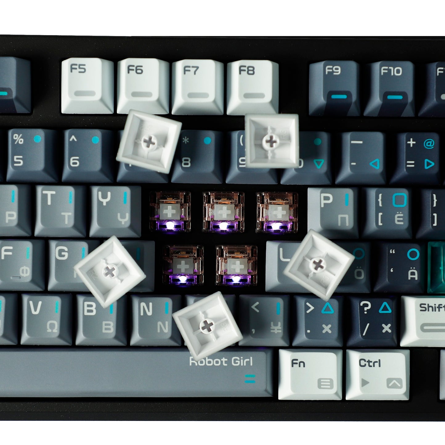 RO75 Wireless RGB Mechanical Keyboard, 3-Mode 75% Programmable, Top Printed PBT Keycaps, Ergonomic 2.4GHz/USB-C/BT5.0 Gaming Keyboards, Compatible with PC, Laptop