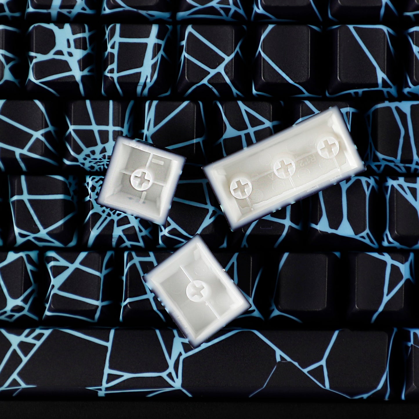 YMDK Spider Web Shine Through Keycap Cool Side-Lit PBT Dye Sub Cherry Profile Keycaps for MX Mechanical Keyboards TKL Akko