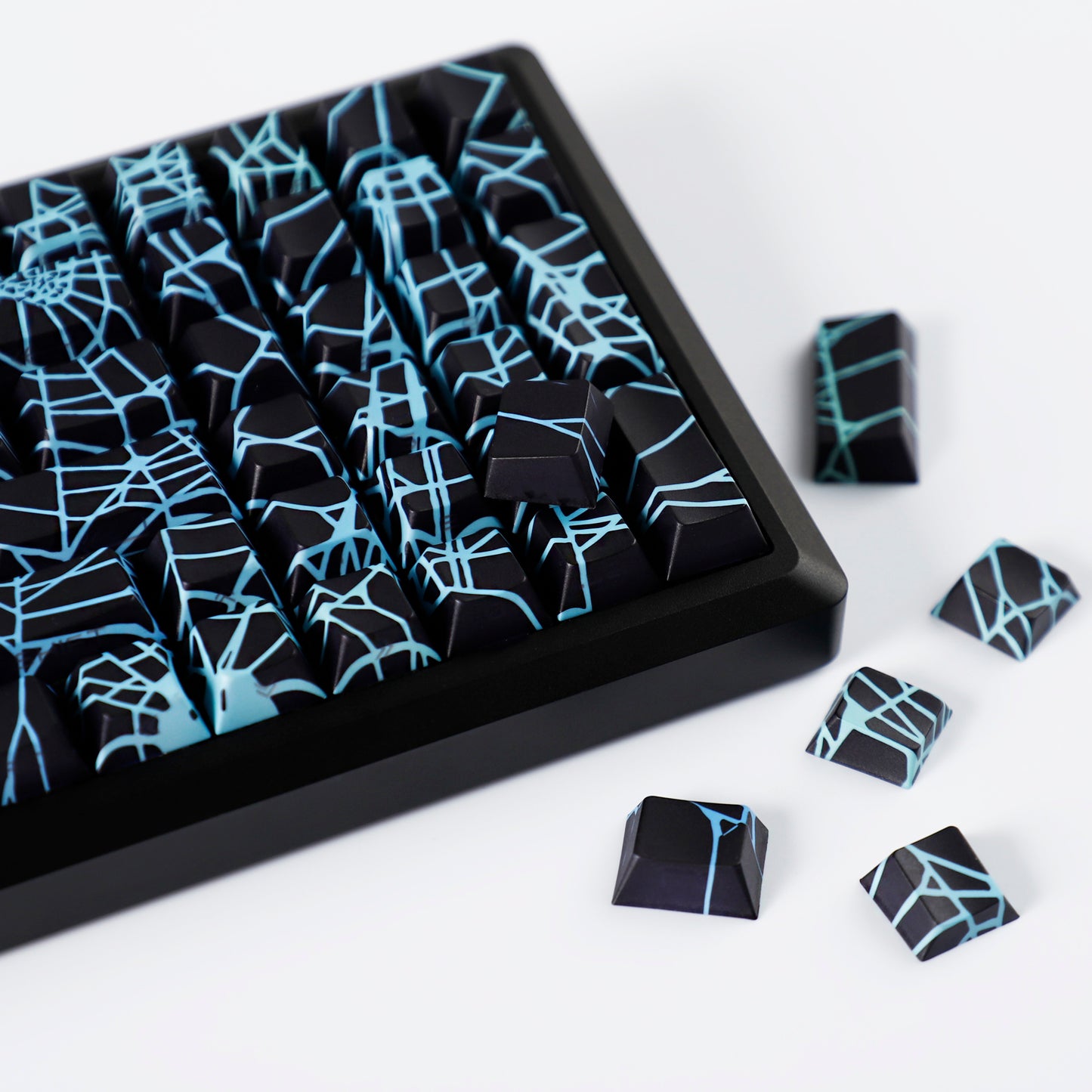 YMDK Spider Web Shine Through Keycap Cool Side-Lit PBT Dye Sub Cherry Profile Keycaps for MX Mechanical Keyboards TKL Akko
