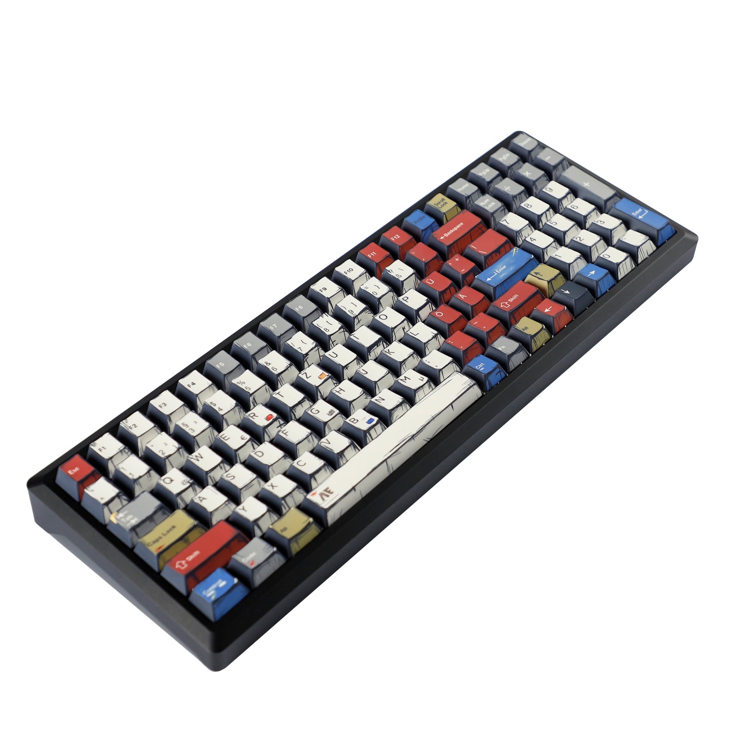 YMDK Retro Manga Theme Keycaps English German QWERTZ Layout Anime Comic Full Set 141 Keys Creative Interesting Homemade Custom Keycap PBT Dye Sub Cherry Profile Key Caps for MX Mechanical Keyboard