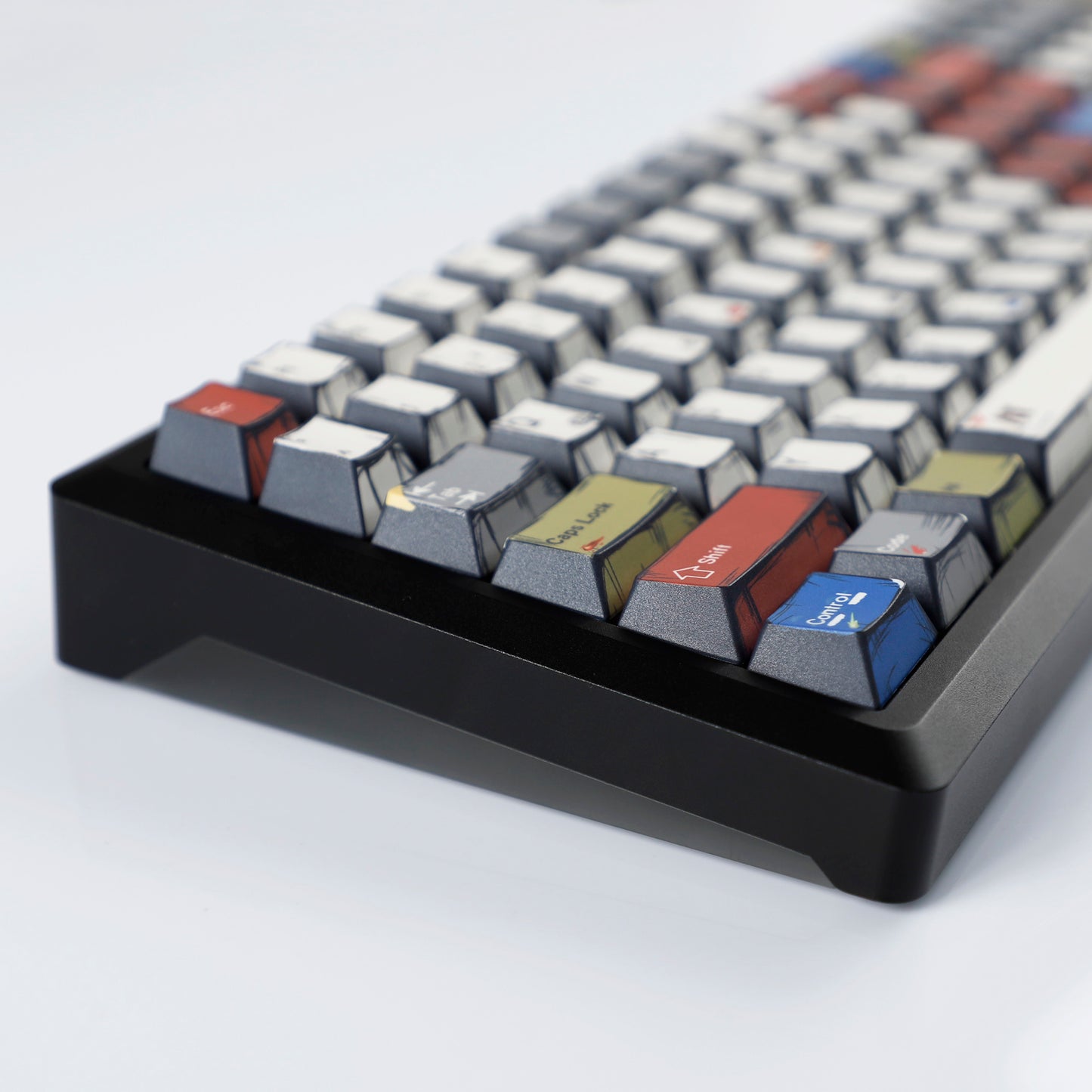 YMDK Retro Manga Theme Keycaps English German QWERTZ Layout Anime Comic Full Set 141 Keys Creative Interesting Homemade Custom Keycap PBT Dye Sub Cherry Profile Key Caps for MX Mechanical Keyboard