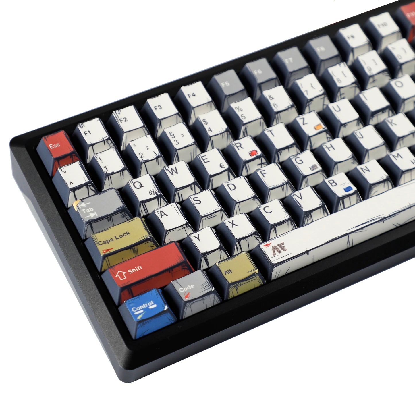 YMDK Retro Manga Theme Keycaps English German QWERTZ Layout Anime Comic Full Set 141 Keys Creative Interesting Homemade Custom Keycap PBT Dye Sub Cherry Profile Key Caps for MX Mechanical Keyboard