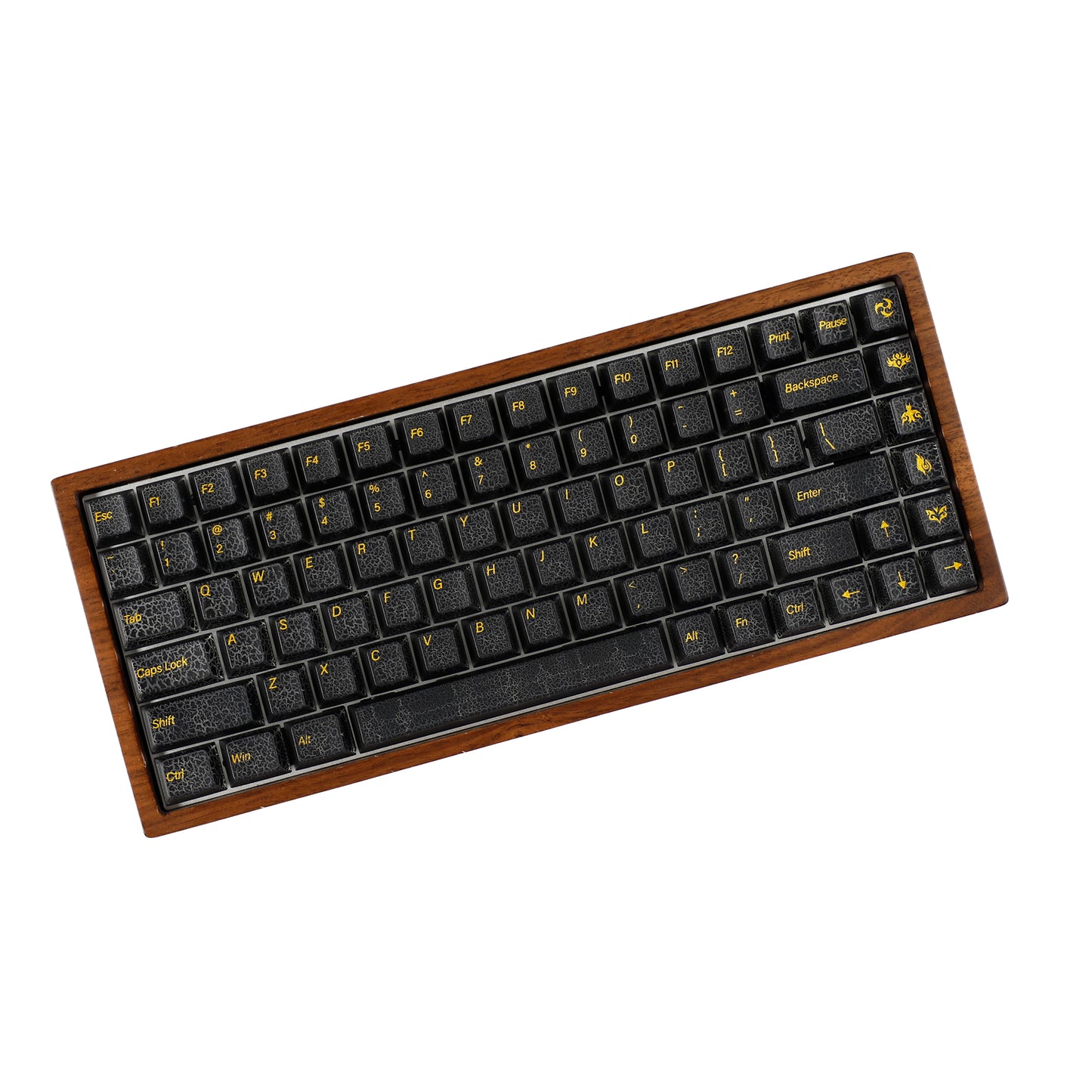 YMDK Black Crack Shine Through Keycaps Cool Creative Custom Keycap PC UV Printing for MX Mechanical Keyboard