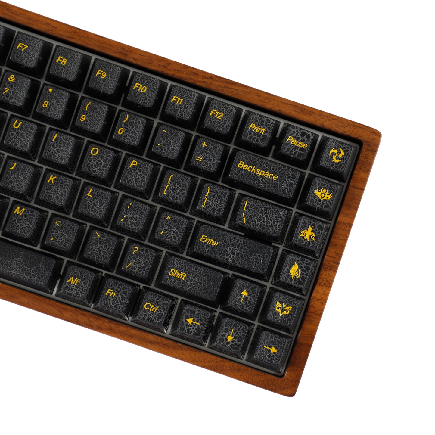 YMDK Black Crack Shine Through Keycaps Cool Creative Custom Keycap PC UV Printing for MX Mechanical Keyboard