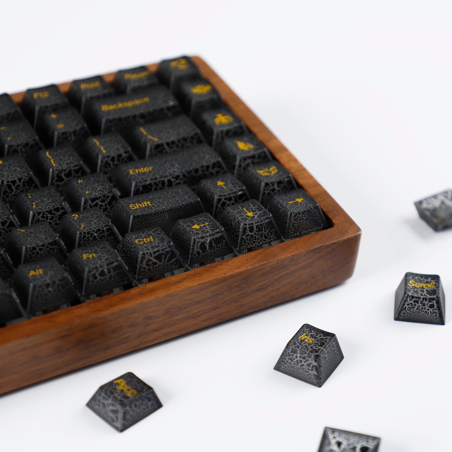 YMDK Black Crack Shine Through Keycaps Cool Creative Custom Keycap PC UV Printing for MX Mechanical Keyboard