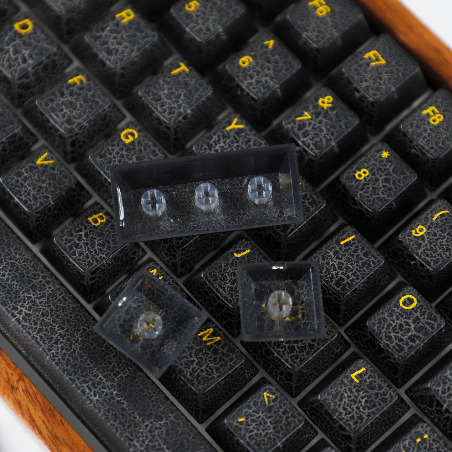 YMDK Black Crack Shine Through Keycaps Cool Creative Custom Keycap PC UV Printing for MX Mechanical Keyboard