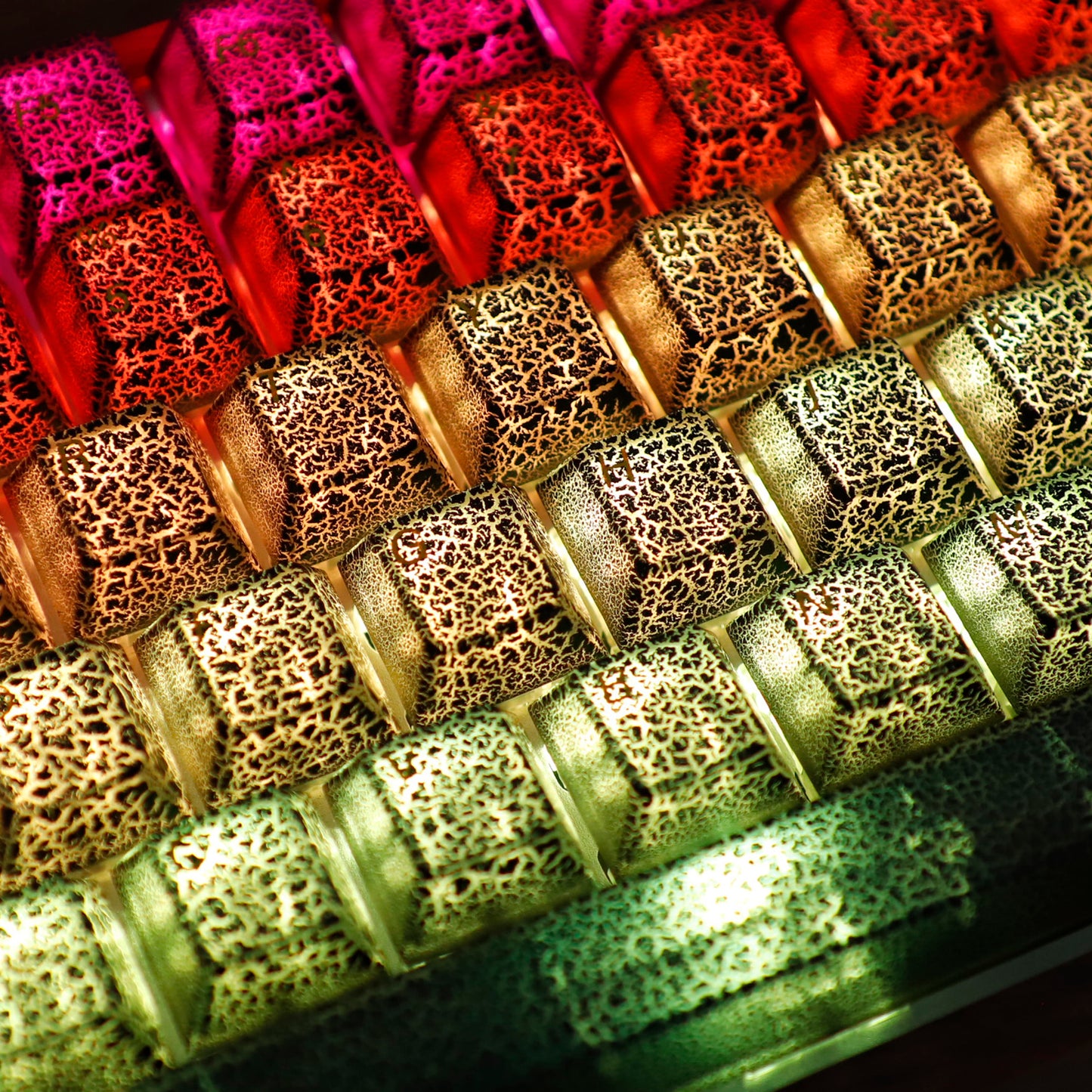 YMDK Black Crack Shine Through Keycaps Cool Creative Custom Keycap PC UV Printing for MX Mechanical Keyboard