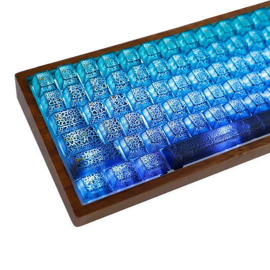 YMDK Black Crack Shine Through Keycaps Cool Creative Custom Keycap PC UV Printing for MX Mechanical Keyboard