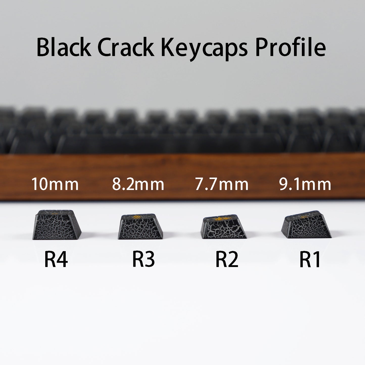 YMDK Black Crack Shine Through Keycaps Cool Creative Custom Keycap PC UV Printing for MX Mechanical Keyboard