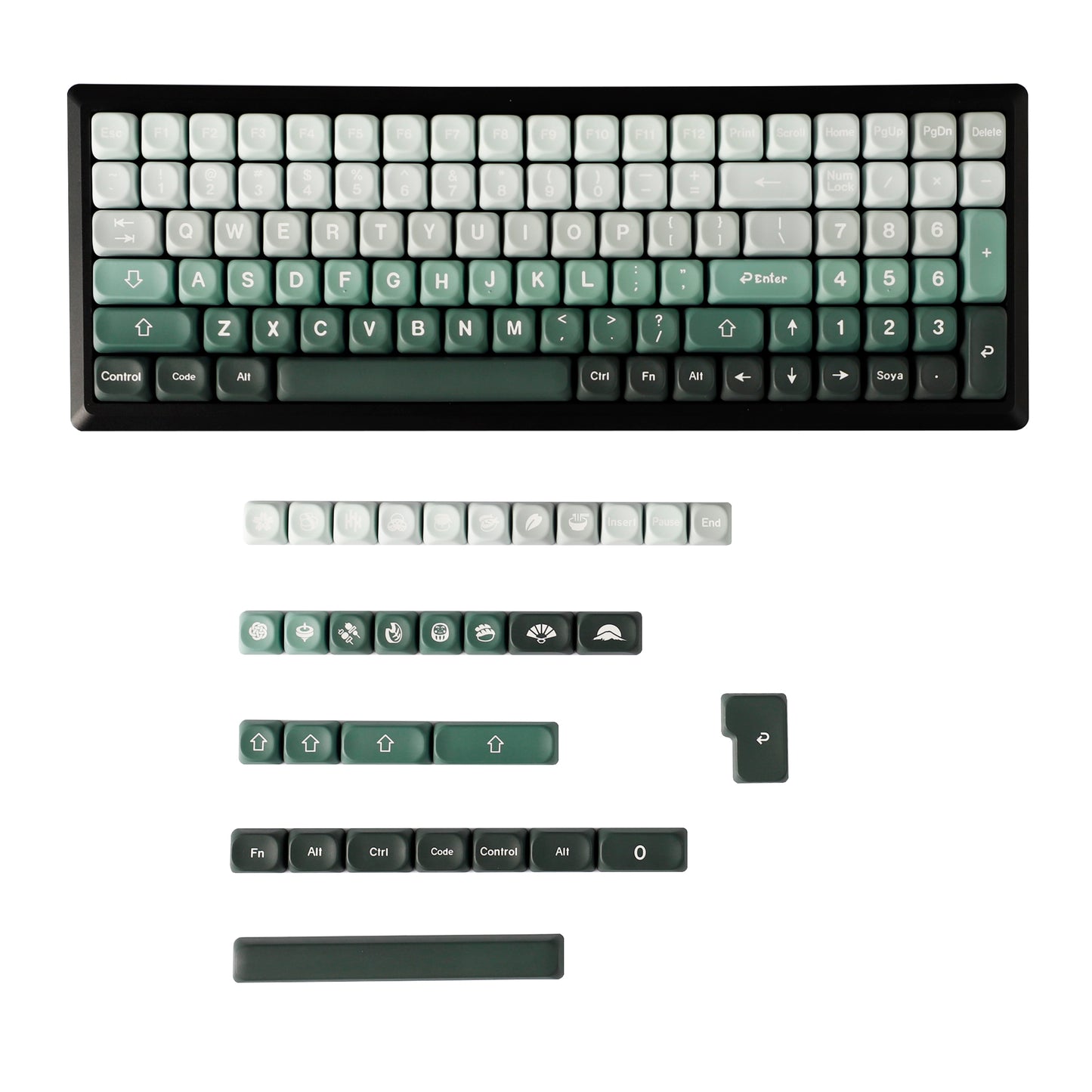 YMDK 132 Gradient MOA Profile Keycaps PBT Dye Sub Top Print Keycap Cute Custom Key Caps for 60 75 100% MX Mechanical Keyboards