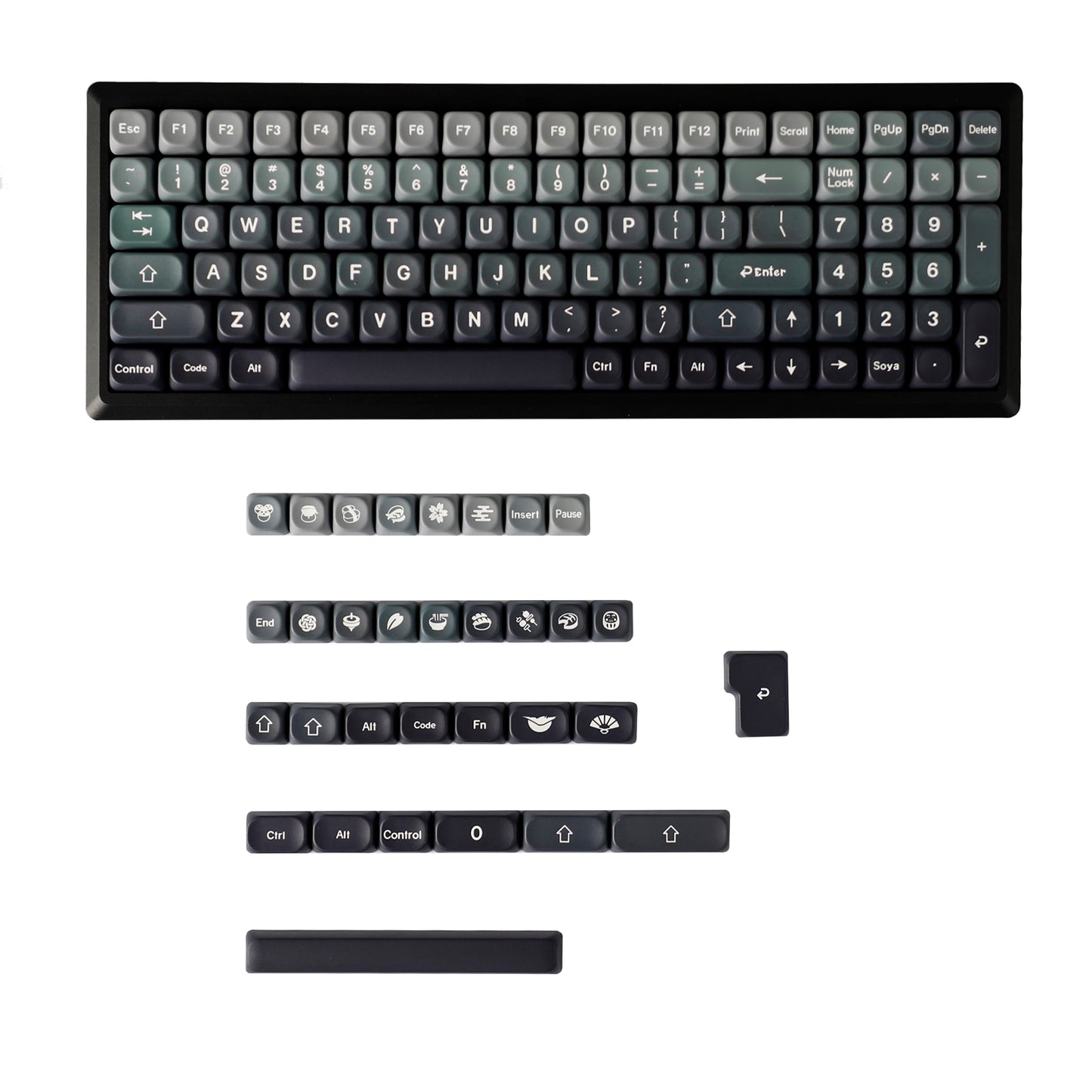YMDK 132 Gradient MOA Profile Keycaps PBT Dye Sub Top Print Keycap Cute Custom Key Caps for 60 75 100% MX Mechanical Keyboards