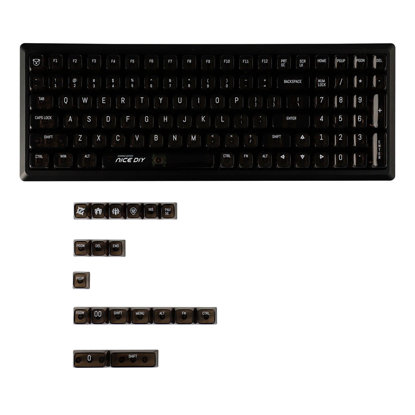 YMDK PC Keycap 119 Keys Shine Through Top UV Printing MDA Profile Cool Custom Keycaps for MX Mechanical Keyboard