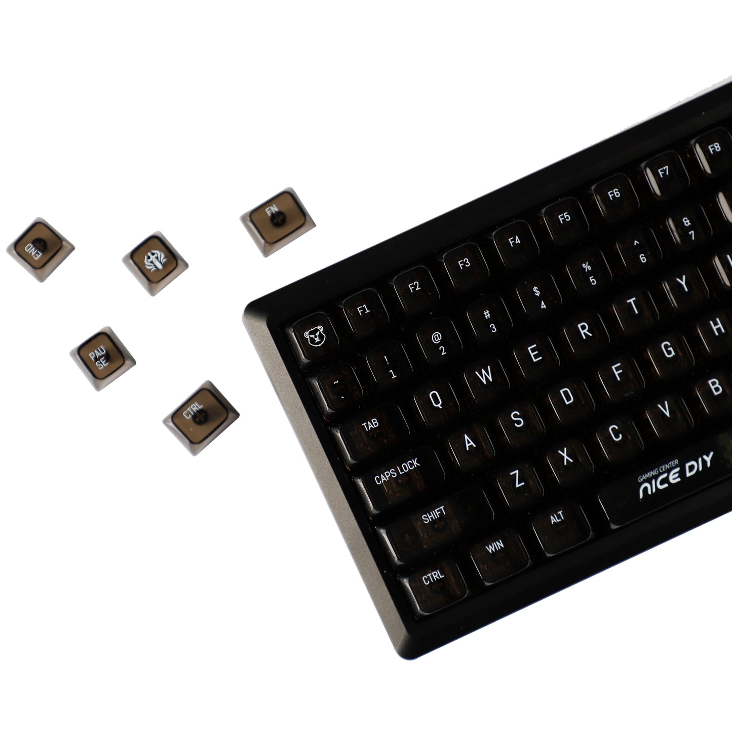 YMDK PC Keycap 119 Keys Shine Through Top UV Printing MDA Profile Cool Custom Keycaps for MX Mechanical Keyboard