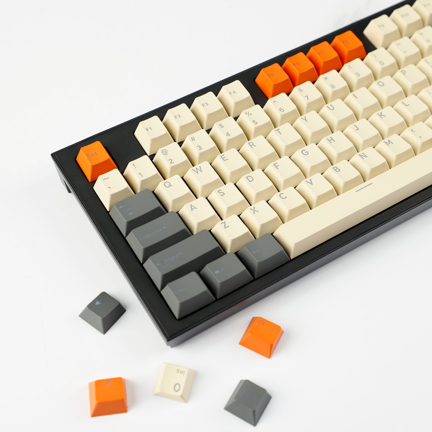 Carbon Miami PBT Double Shot Cherry Profile ANSI Backlit Keycaps for MX Mechanical Keyboard Melody 96 KBD75 68 61 87 104 Keychron(Only Keycap) (Carbon)