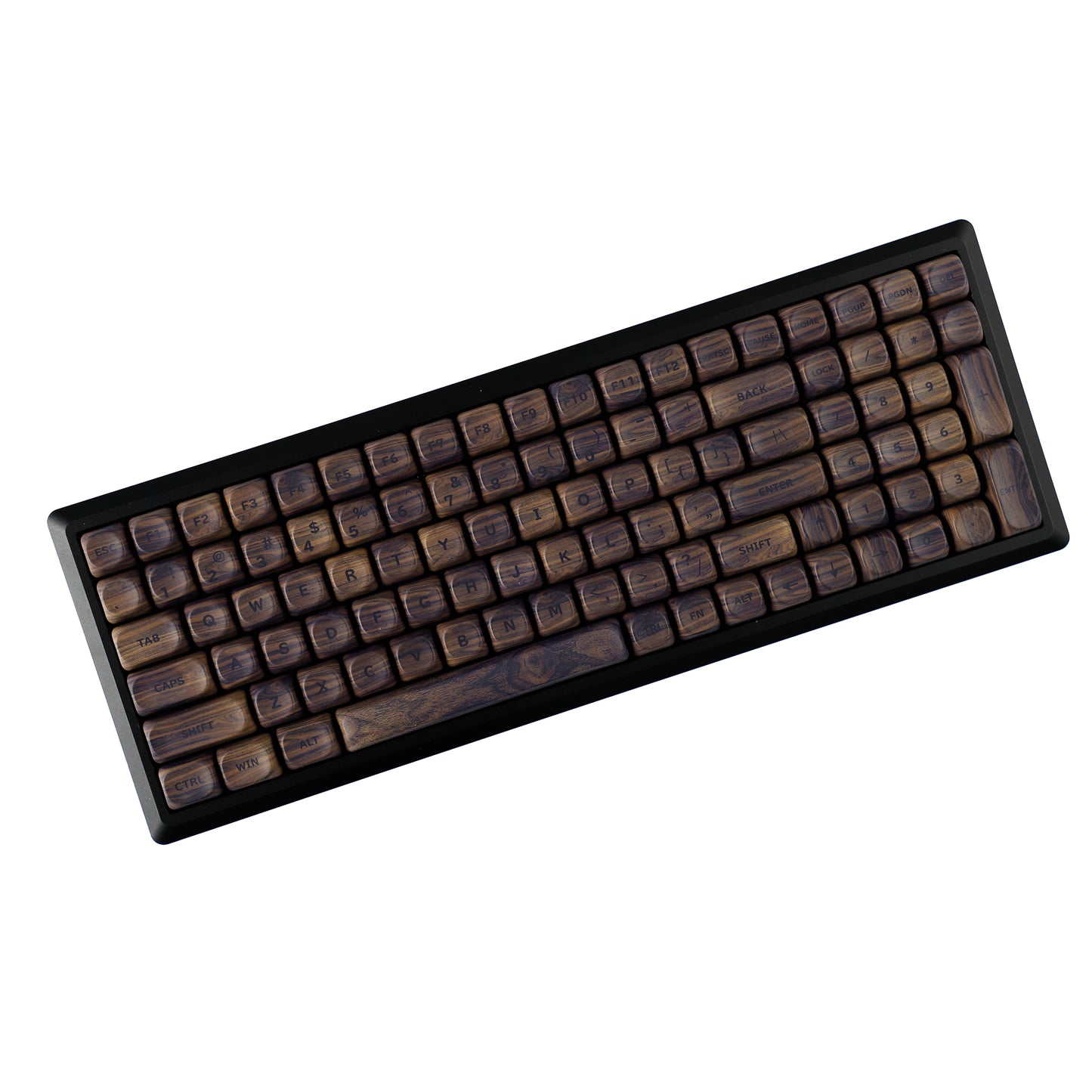 YMDK Wood PBT Keycaps MOA Profile 130 Keys Dye Sub Top Print Walnut Pattern Custom Keycap Set for MX Mechanical Keyboard 61/64/68/84/87/100/104/108 Layout