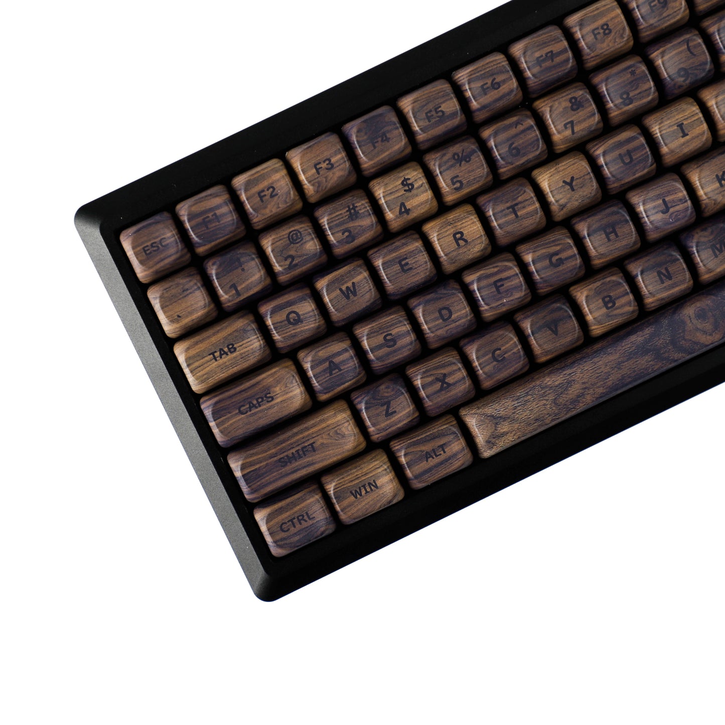 YMDK Wood PBT Keycaps MOA Profile 130 Keys Dye Sub Top Print Walnut Pattern Custom Keycap Set for MX Mechanical Keyboard 61/64/68/84/87/100/104/108 Layout
