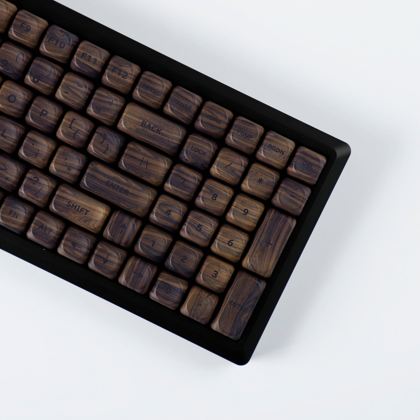 YMDK Wood PBT Keycaps MOA Profile 130 Keys Dye Sub Top Print Walnut Pattern Custom Keycap Set for MX Mechanical Keyboard 61/64/68/84/87/100/104/108 Layout