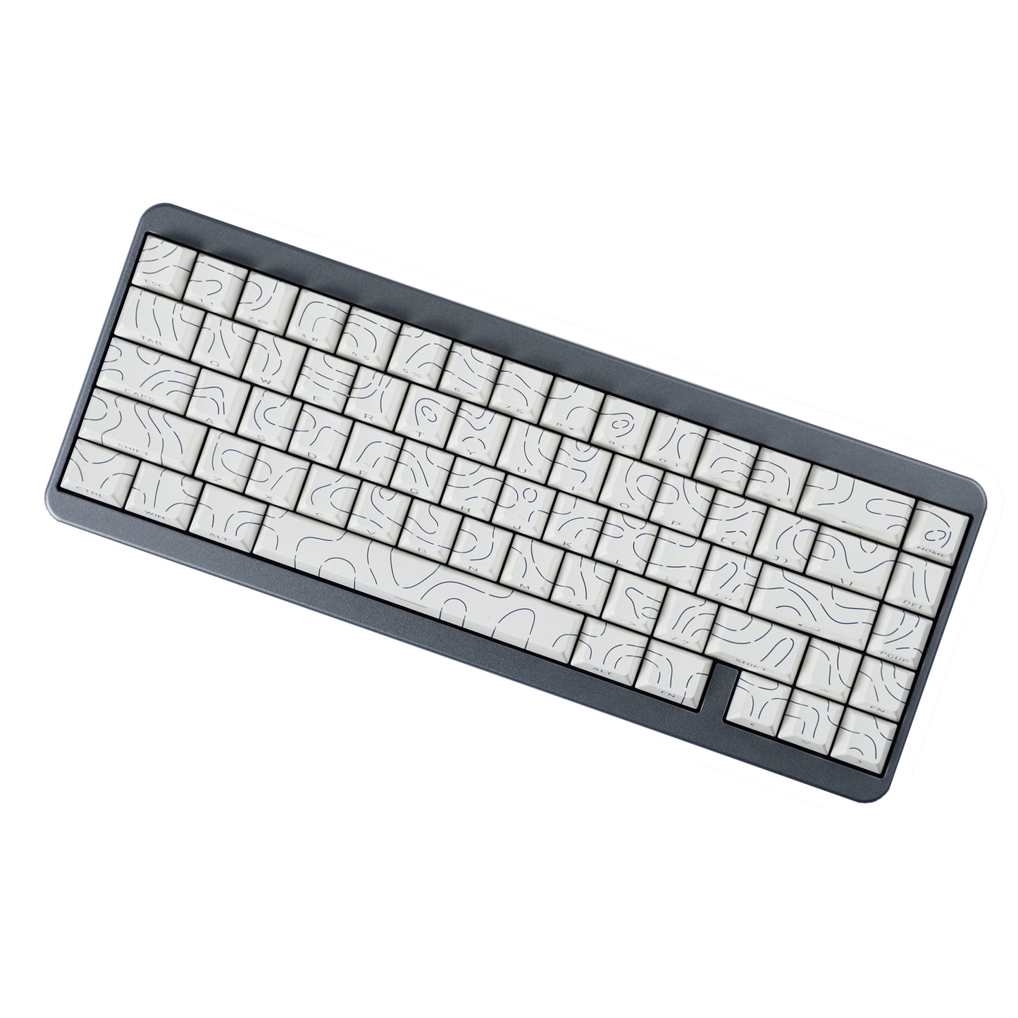 YMDK Contour Line Black White Keycaps 97 Keys Sidelit Light Backlit Translucent Cherry Profile PBT Double Shot Custom Key Caps for MX Mechanical Keyboards