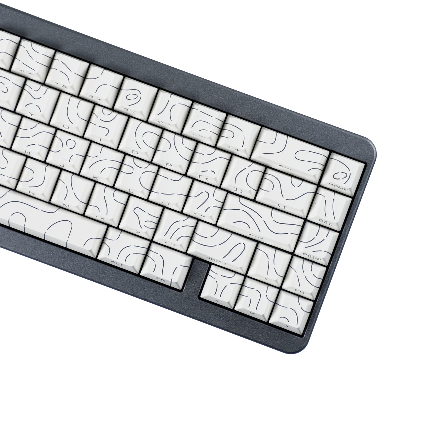 YMDK Contour Line Black White Keycaps 97 Keys Sidelit Light Backlit Translucent Cherry Profile PBT Double Shot Custom Key Caps for MX Mechanical Keyboards