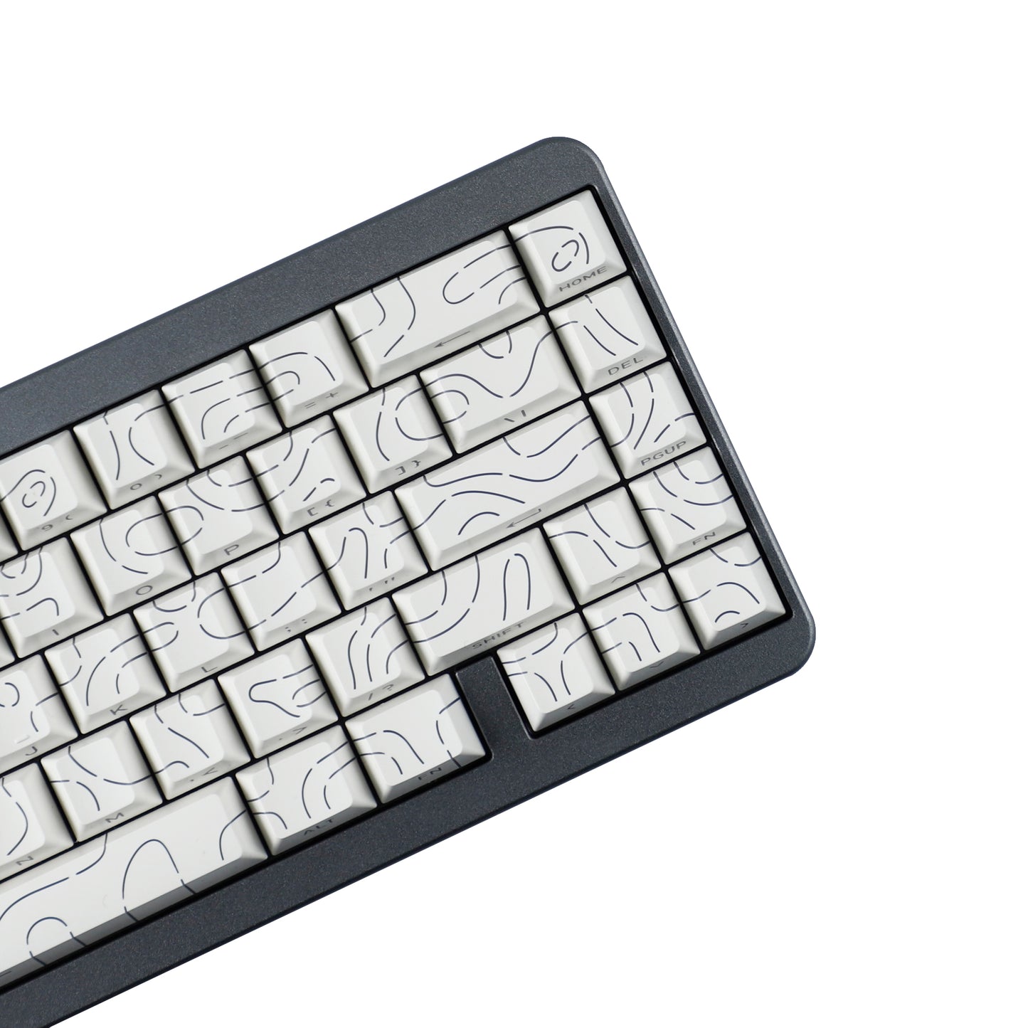 YMDK Contour Line Black White Keycaps 97 Keys Sidelit Light Backlit Translucent Cherry Profile PBT Double Shot Custom Key Caps for MX Mechanical Keyboards