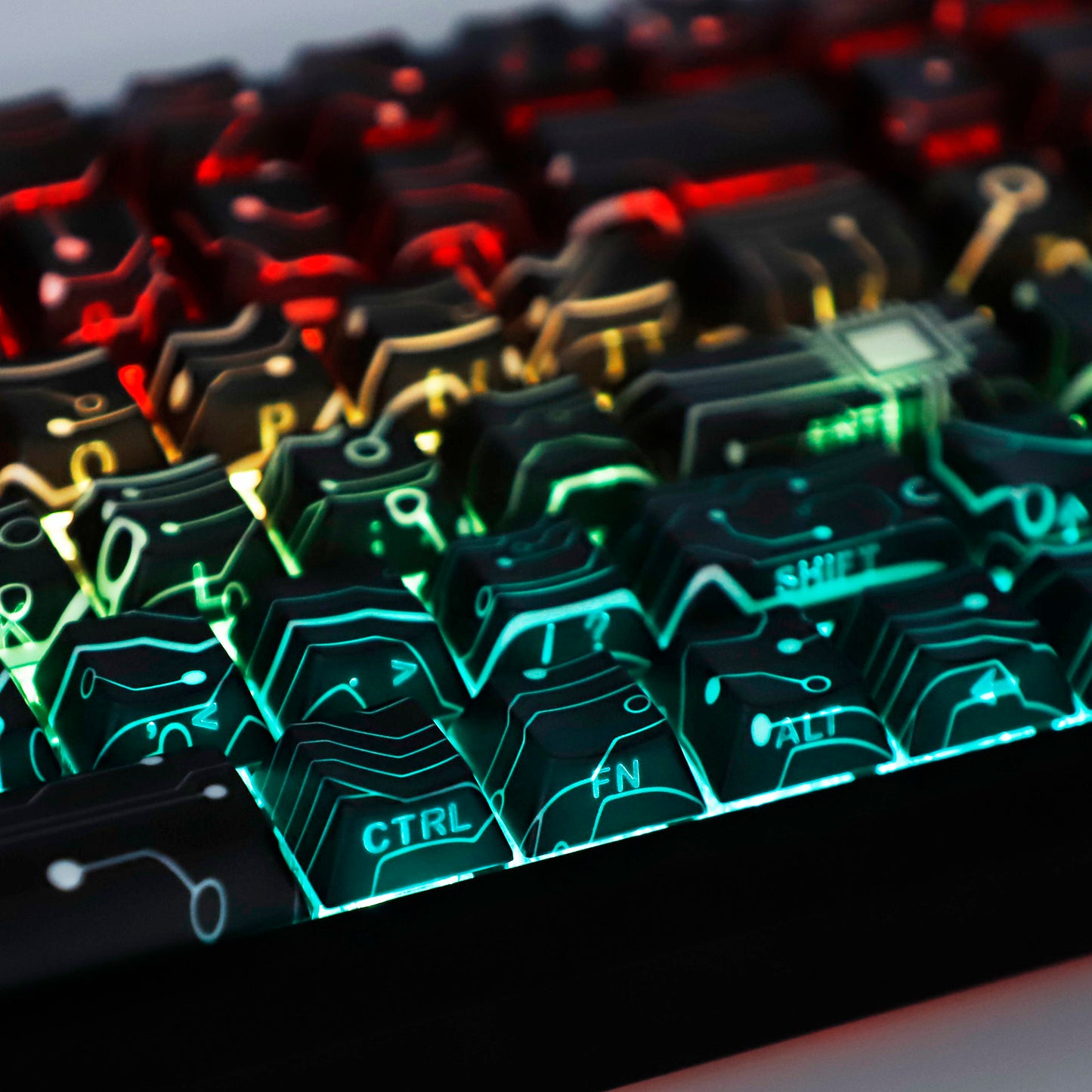YMDK PCB Electronic Vision Theme 135 Keys PBT+PC Keycaps Side-lit Shine Through Dye Sub Custom Keycap Double Shot Cherry Profile for 60 75 100% MX Mechanical Keyboard