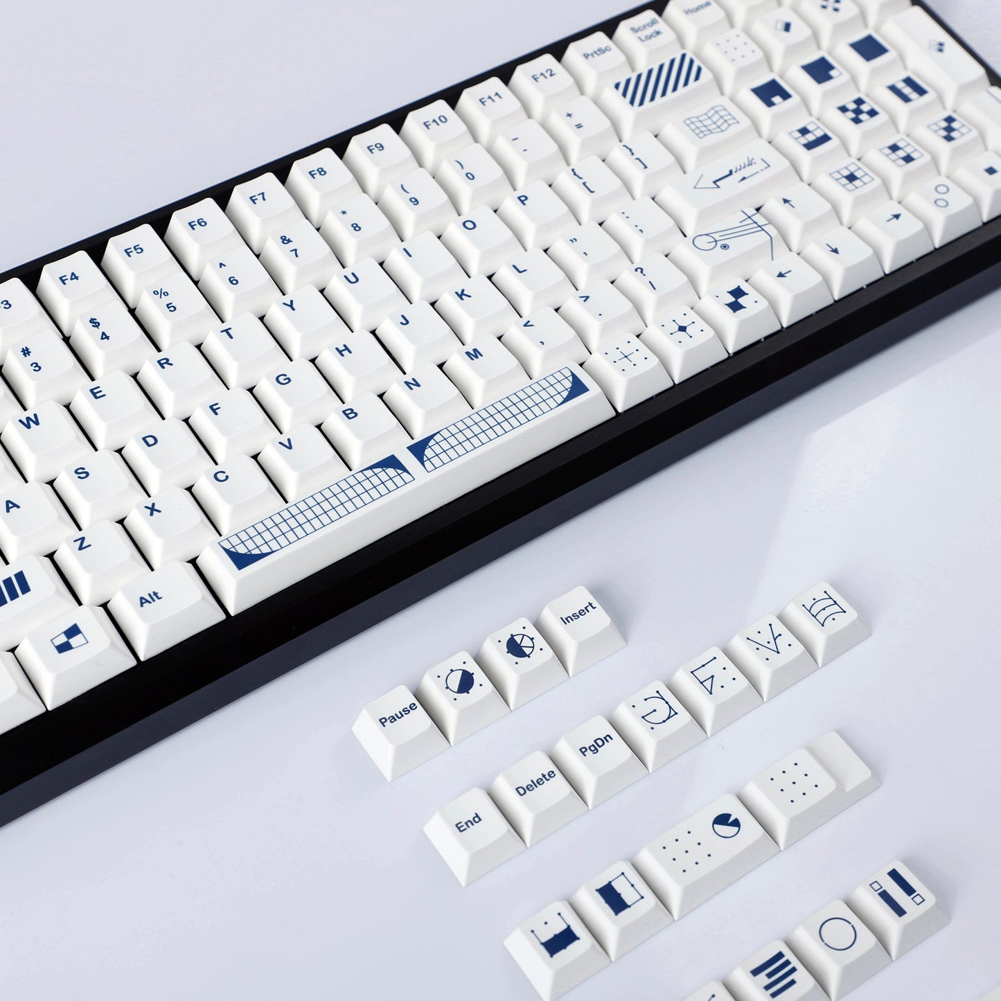 YMDK Geometry Theme Keycap 134 Keys Top Print Dye Sub Cherry Profile PBT Custom Keycaps for MX Mechanical Keyboard