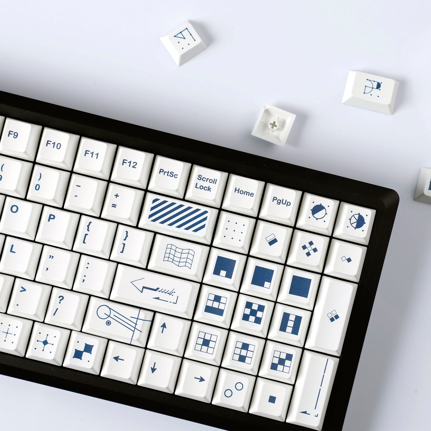YMDK Geometry Theme Keycap 134 Keys Top Print Dye Sub Cherry Profile PBT Custom Keycaps for MX Mechanical Keyboard