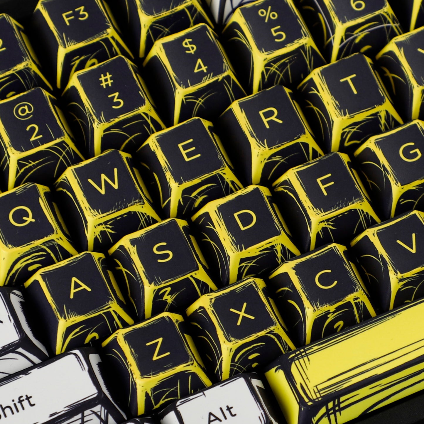 YMDK Virtual War Theme Comic Style Keycaps Full Set 138 Keys Novel Custom Mange Anime Key Caps PBT Dye Sub Cherry Profile Keycap for MX Mechanical Keyboard