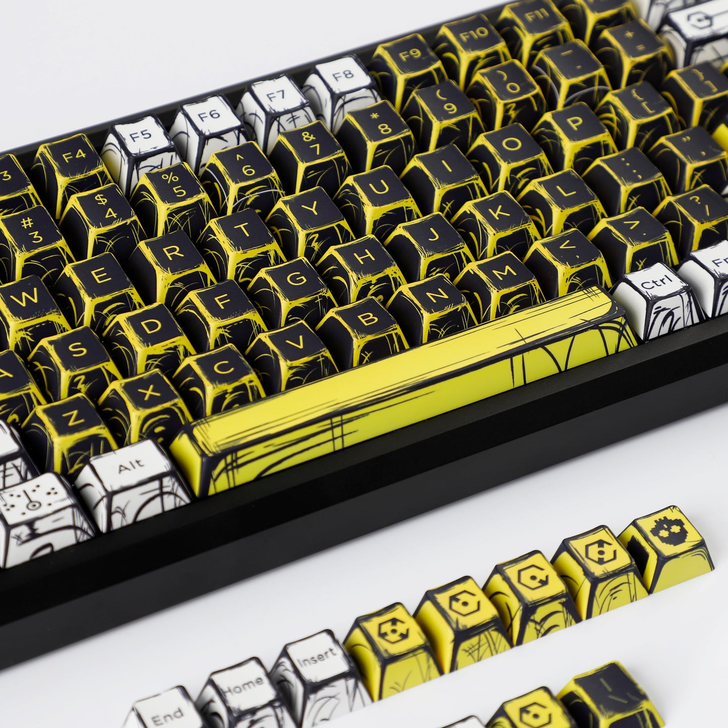 YMDK Virtual War Theme Comic Style Keycaps Full Set 138 Keys Novel Custom Mange Anime Key Caps PBT Dye Sub Cherry Profile Keycap for MX Mechanical Keyboard