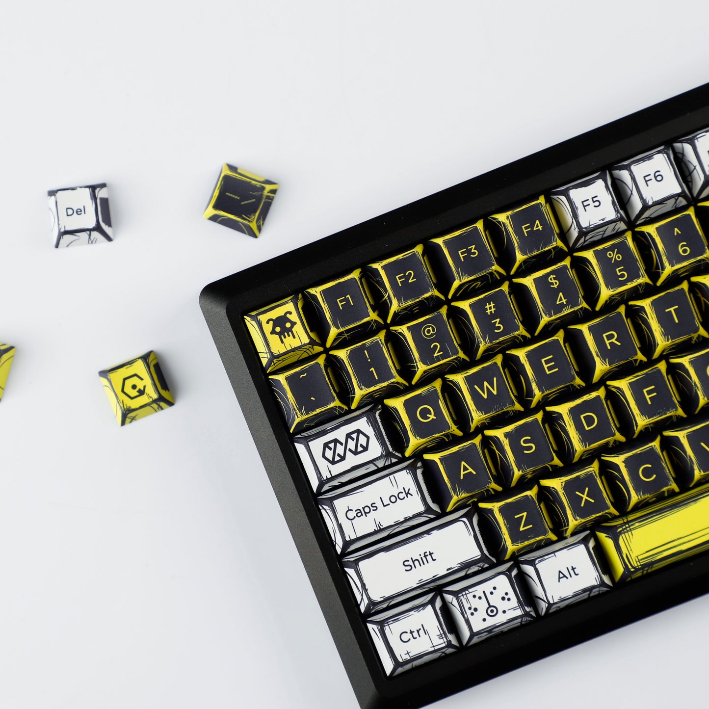 YMDK Virtual War Theme Comic Style Keycaps Full Set 138 Keys Novel Custom Mange Anime Key Caps PBT Dye Sub Cherry Profile Keycap for MX Mechanical Keyboard