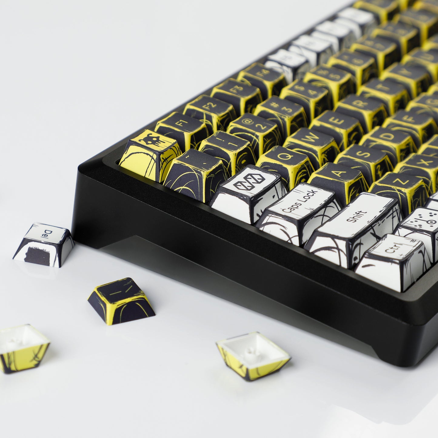 YMDK Virtual War Theme Comic Style Keycaps Full Set 138 Keys Novel Custom Mange Anime Key Caps PBT Dye Sub Cherry Profile Keycap for MX Mechanical Keyboard