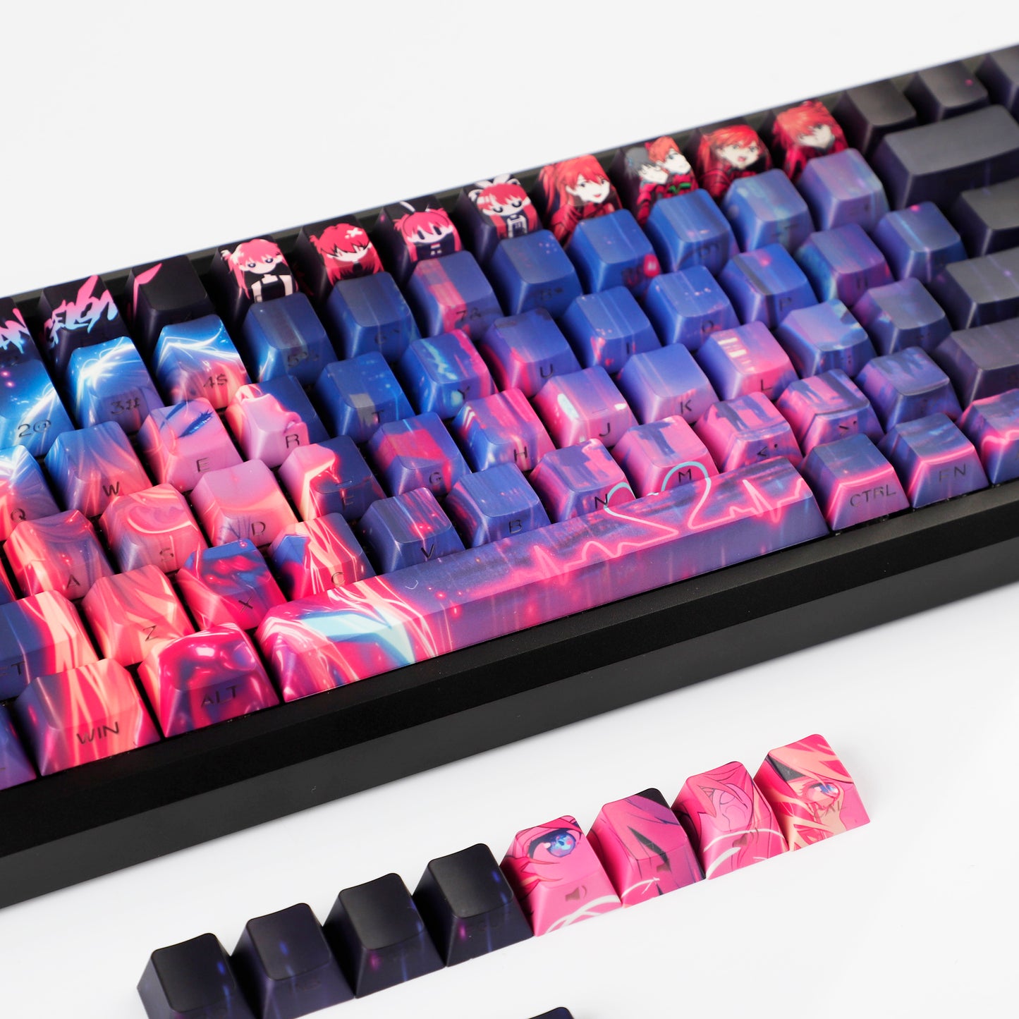 YMDK Wenshao Asuka Theme Keycaps Anime Full Set 130 Keys Sidelit Cherry Profile Dye Sub Custom Keycap for MX Mechanical Keyboard