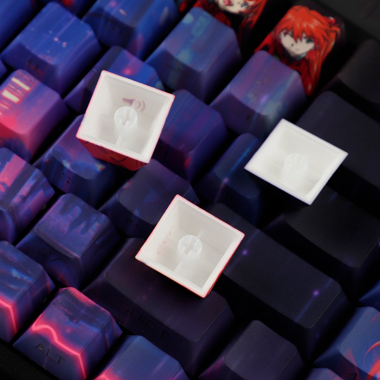YMDK Wenshao Asuka Theme Keycaps Anime Full Set 130 Keys Sidelit Cherry Profile Dye Sub Custom Keycap for MX Mechanical Keyboard