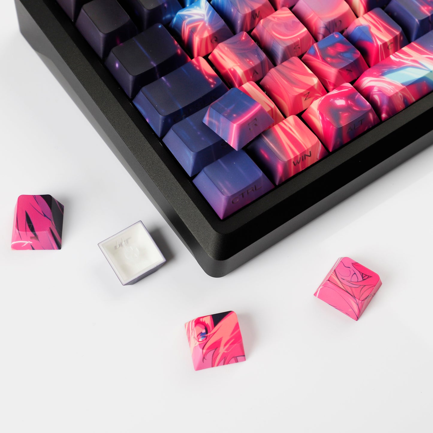 YMDK Wenshao Asuka Theme Keycaps Anime Full Set 130 Keys Sidelit Cherry Profile Dye Sub Custom Keycap for MX Mechanical Keyboard