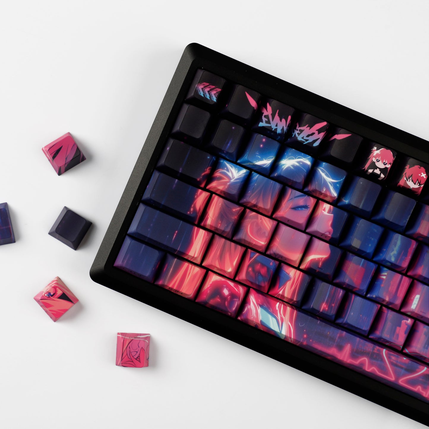 YMDK Wenshao Asuka Theme Keycaps Anime Full Set 130 Keys Sidelit Cherry Profile Dye Sub Custom Keycap for MX Mechanical Keyboard