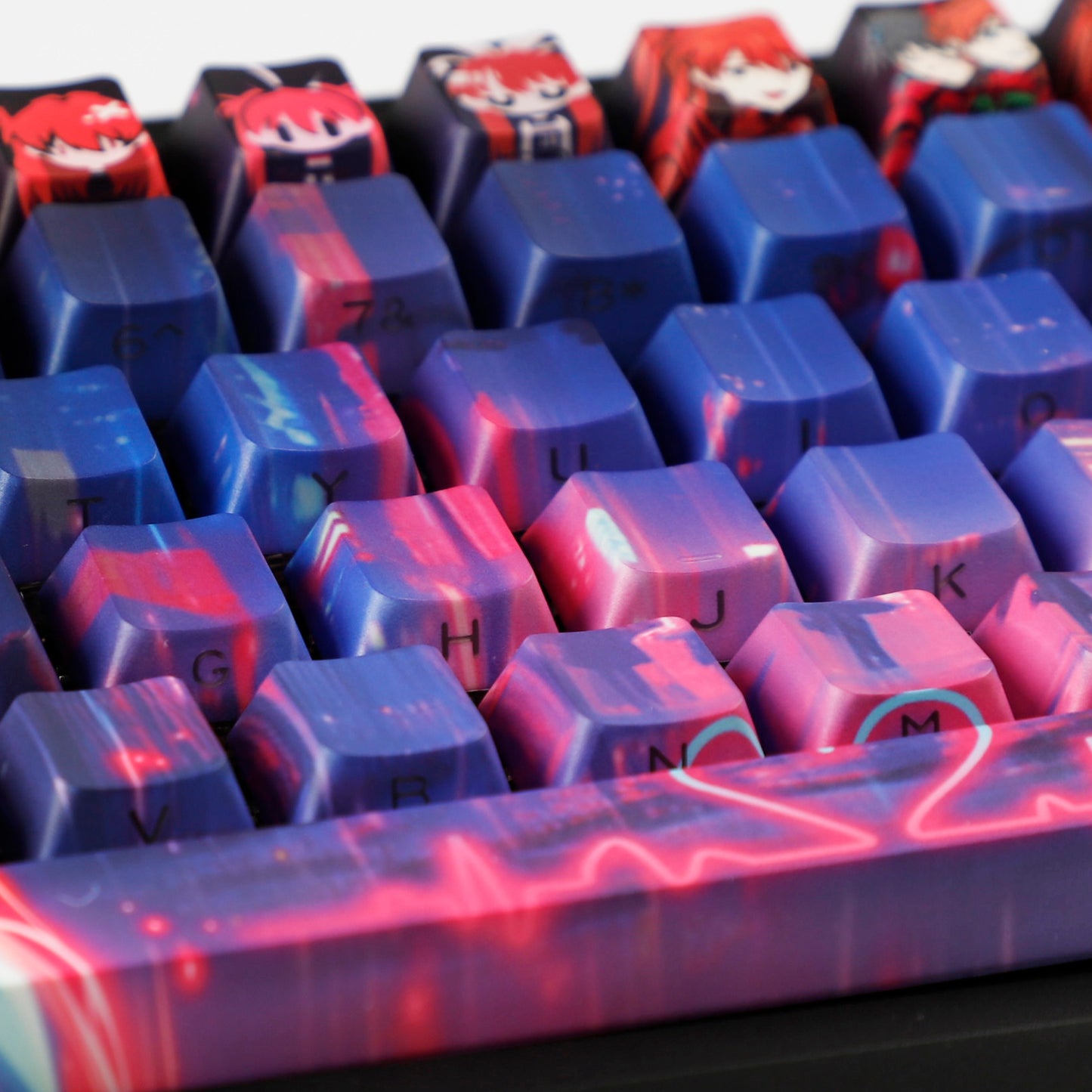 YMDK Wenshao Asuka Theme Keycaps Anime Full Set 130 Keys Sidelit Cherry Profile Dye Sub Custom Keycap for MX Mechanical Keyboard