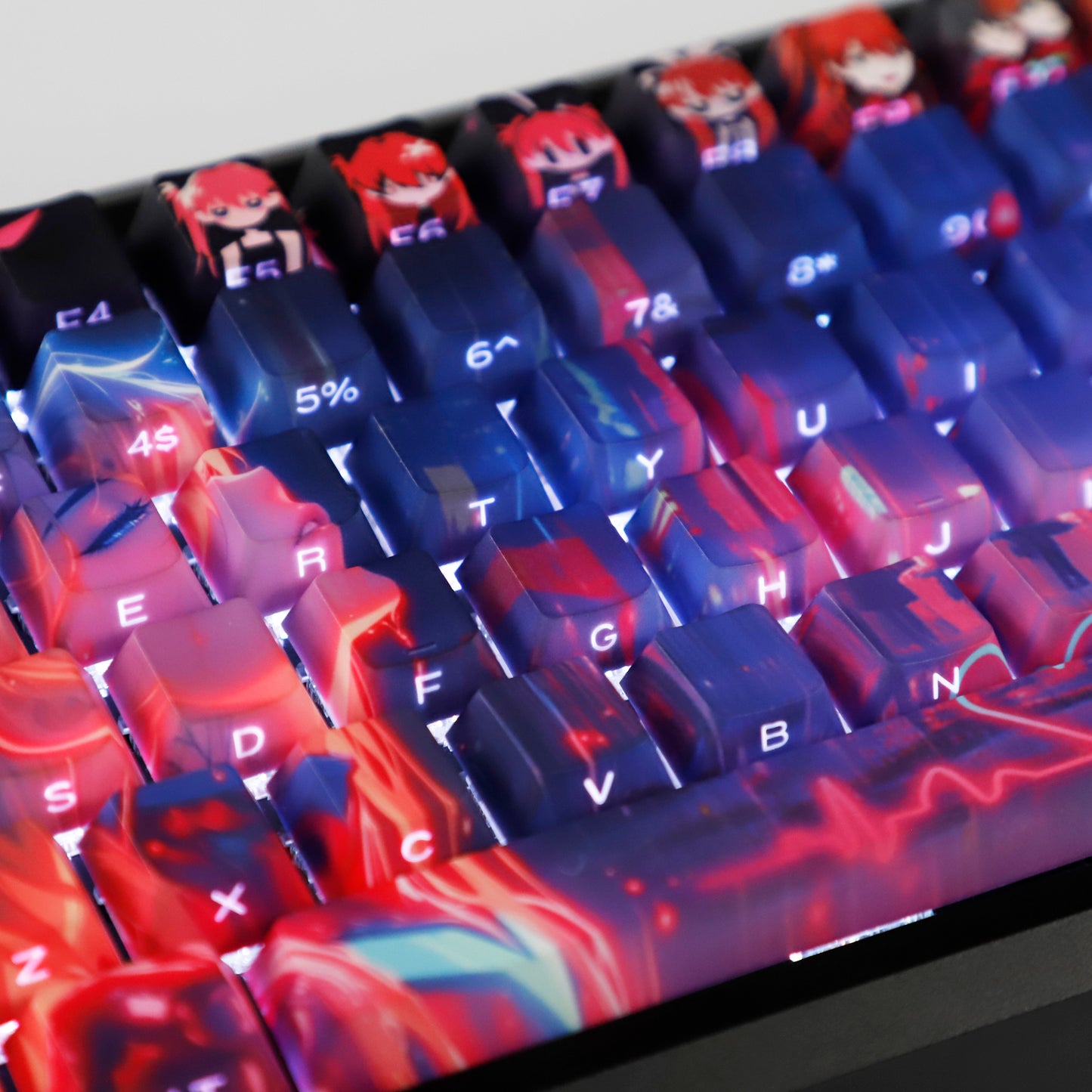 YMDK Wenshao Asuka Theme Keycaps Anime Full Set 130 Keys Sidelit Cherry Profile Dye Sub Custom Keycap for MX Mechanical Keyboard